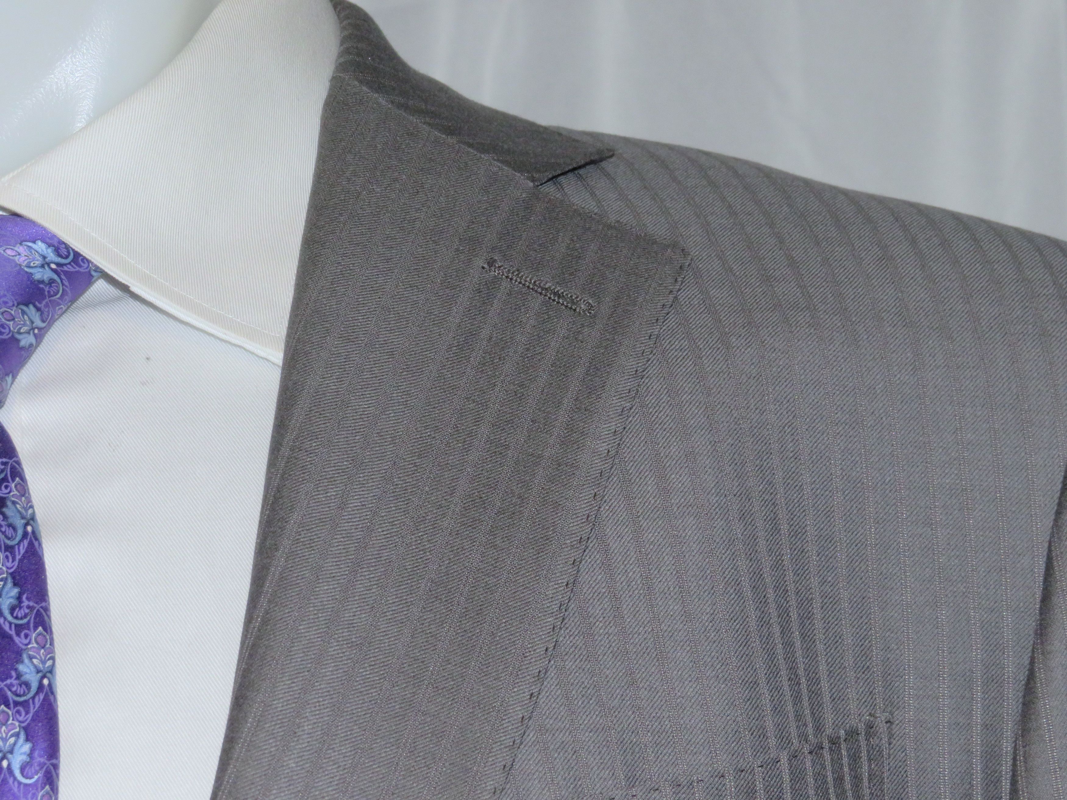 Ermenegildo Zegna Su Misura Trofeo Gray Stripe Current Two Button Suit 44R Size 44R - 7 Thumbnail