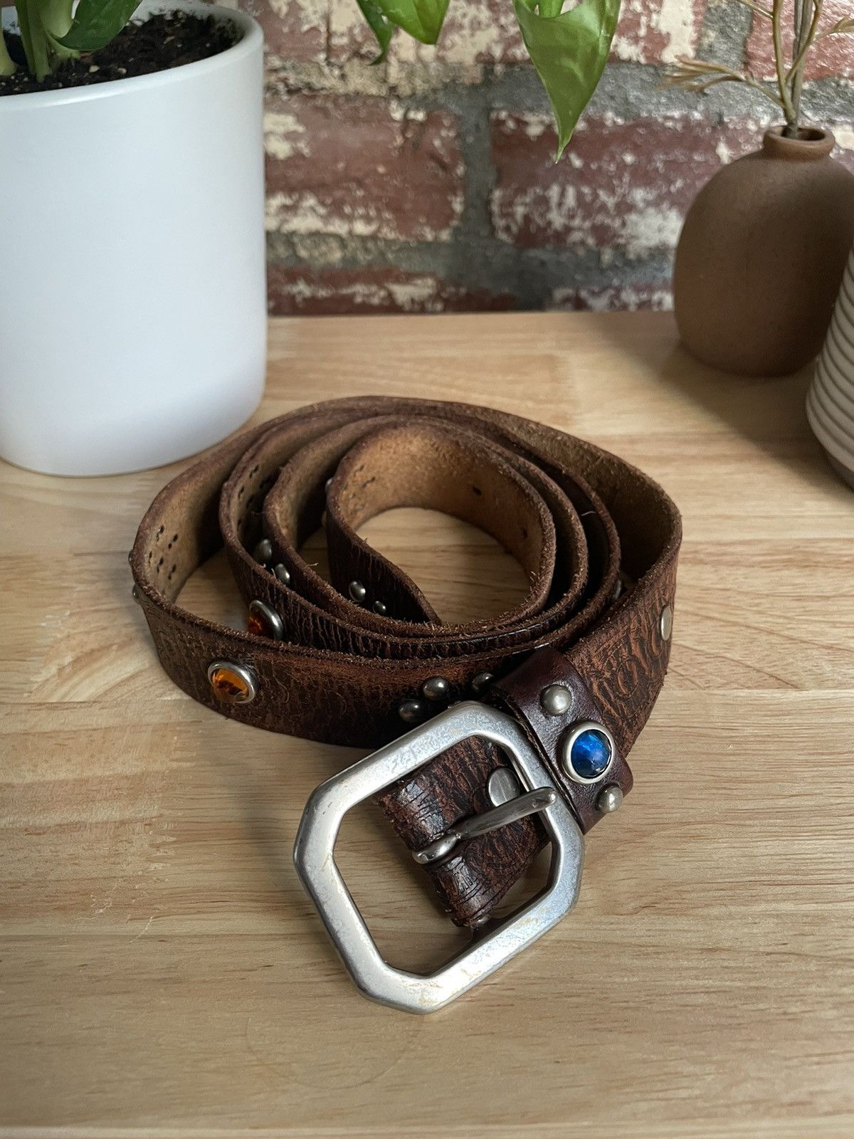 image of Rrl Ralph Lauren x Vintage Rrl Vintage Ralph Laurent Studded Belt in Brown, Men's