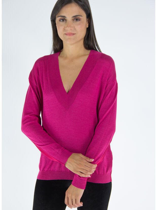 Tom Ford o1y0226 V-neck Cashmere Blend Sweater in Fuchsia Size S / US 4 / IT 40 - 5 Thumbnail