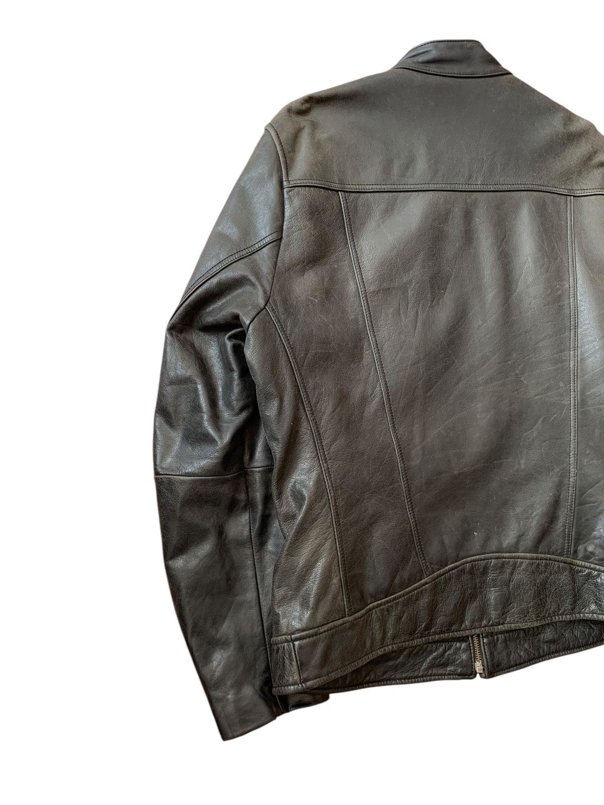 Genuine Leather × Uniqlo 🔥VTG UNIQLO COWHIDE LEATHER BIKERS JACKET Size US L / EU 52-54 / 3 - 7 Thumbnail