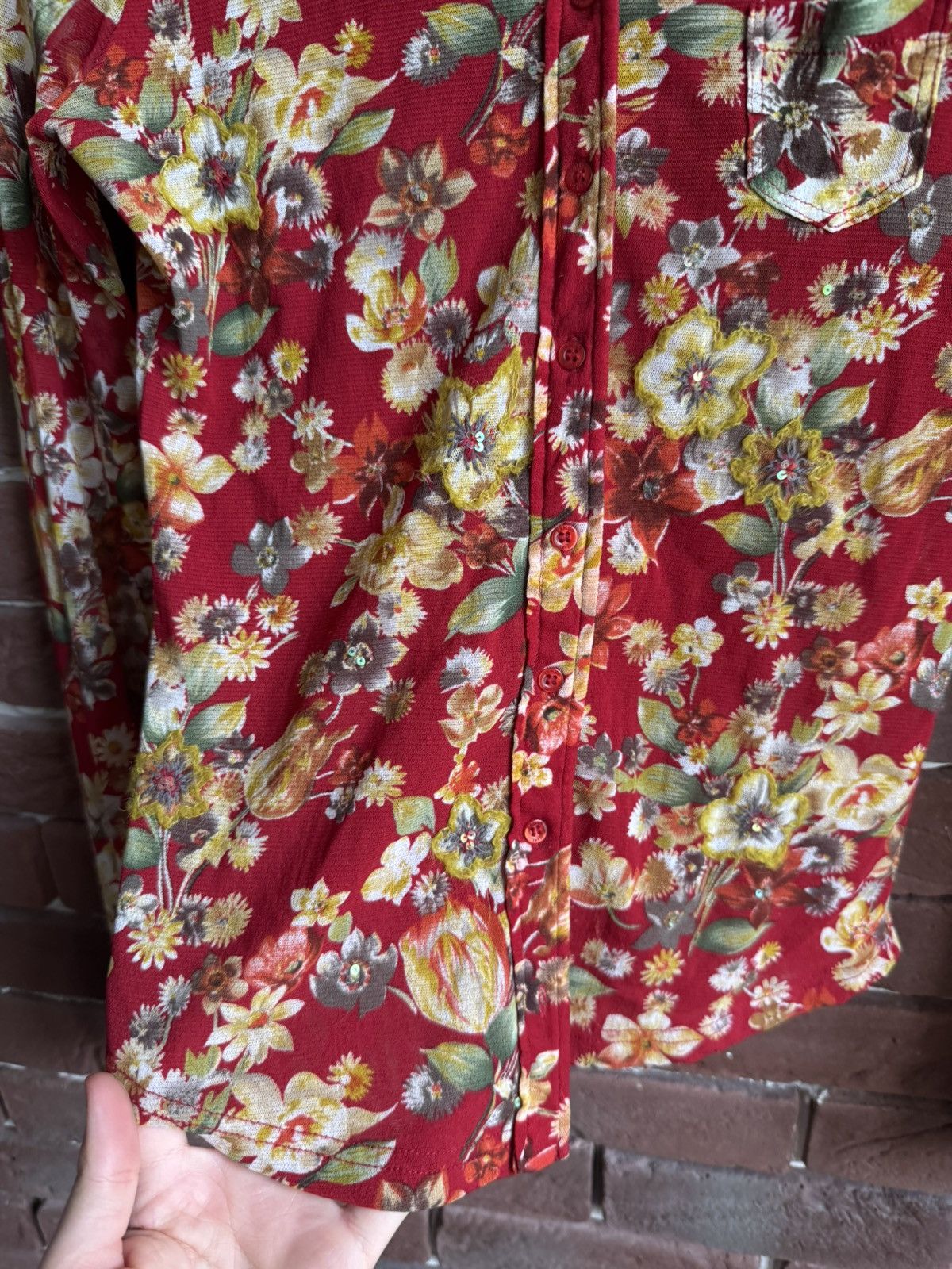 Kenzo Rare Vintage Kenzo Floral Mesh top longsleeve shirt Size S / US 4 / IT 40 - 3 Thumbnail
