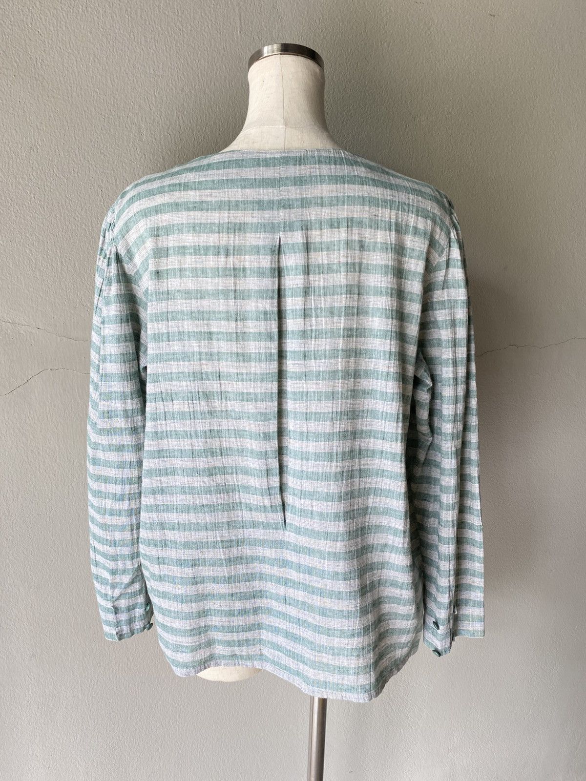 Dior Christian Dior Green-Striped Button-Detail Blouse Size M / US 6-8 / IT 42-44 - 12 Thumbnail