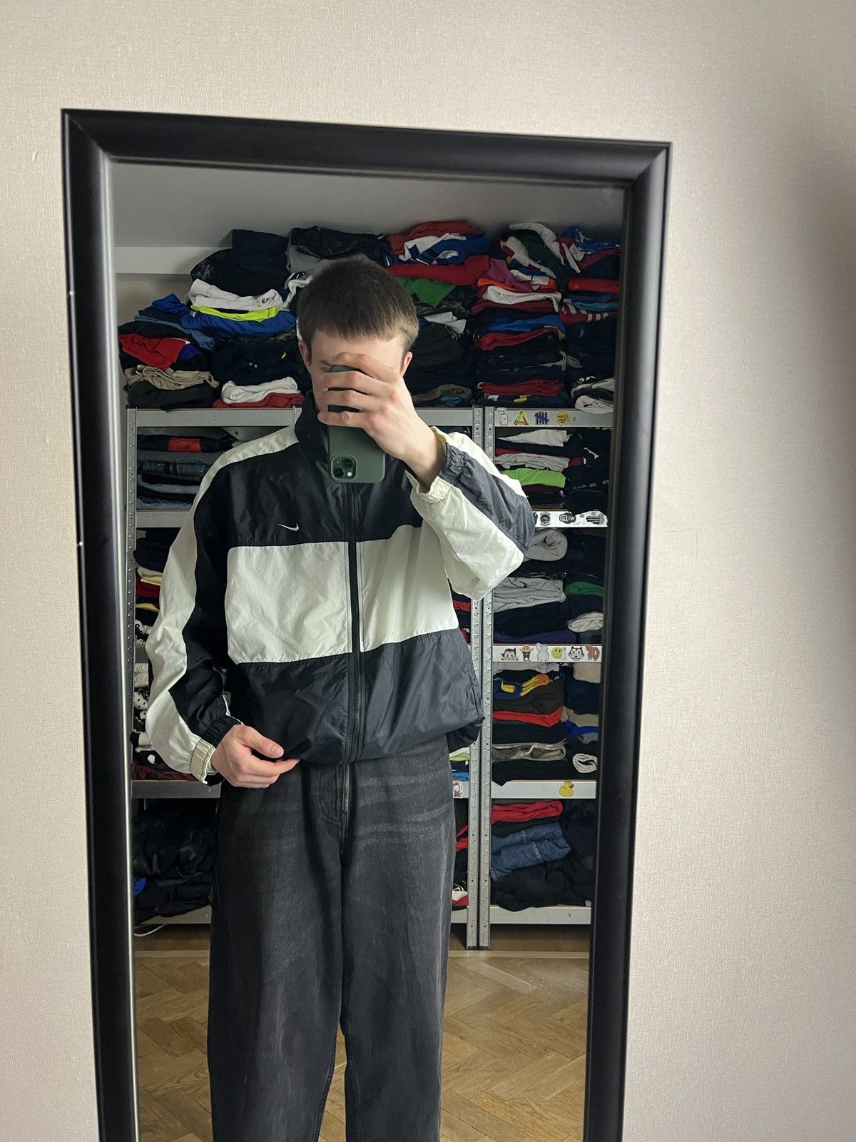 Nike × Vintage Vintage 90’s Nike Nylon Track Jacket Drill Mini Swoosh Y2k Size US L / EU 52-54 / 3 - 2 Thumbnail