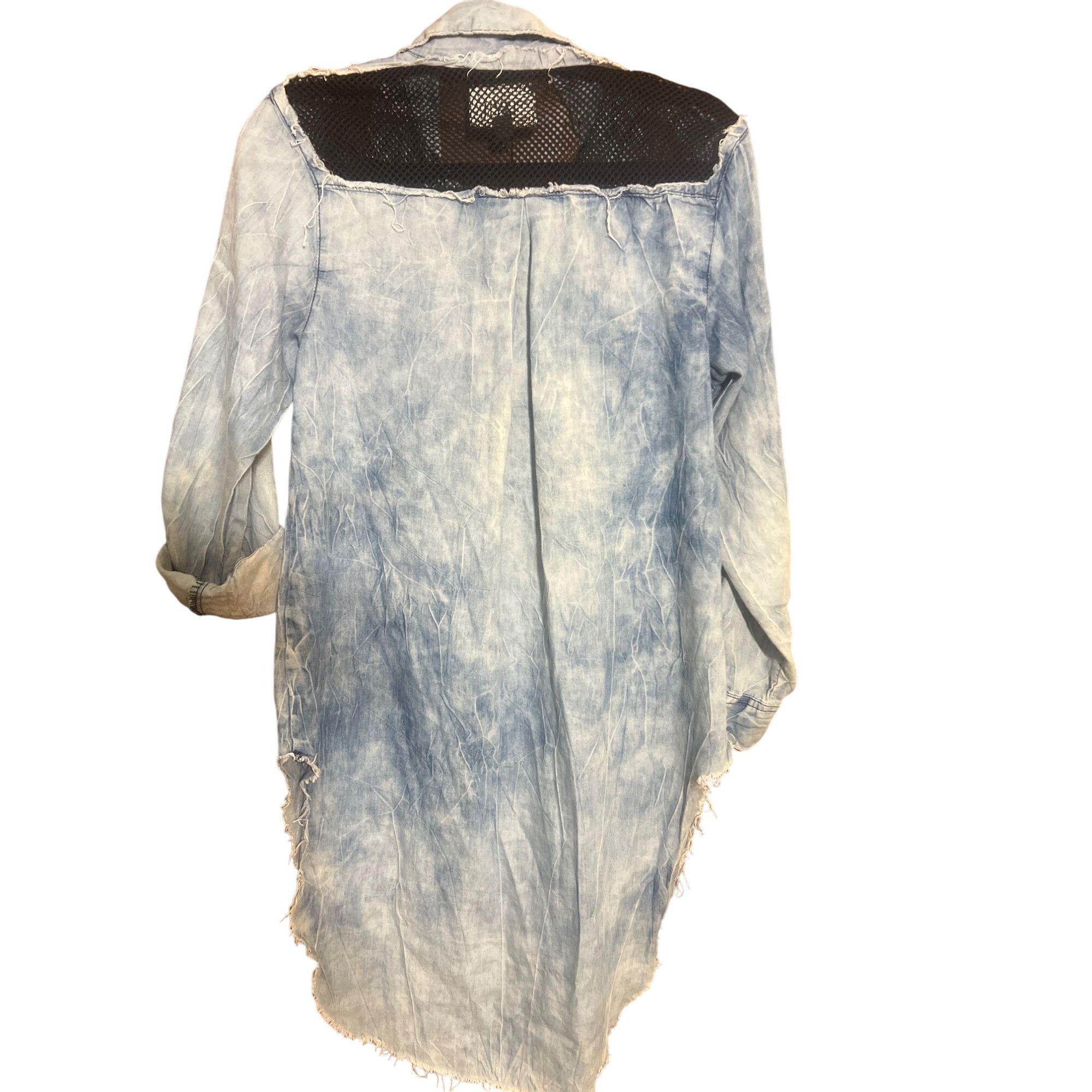 Other DAZL Chambray Shirt Black Mesh Long Tab Sleeves Longer Back Size L / US 10 / IT 46 - 5 Thumbnail