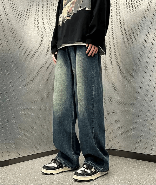 Vintage Retro men's loose distressed oversize casual jeans Size US 32 / EU 48 - 2 Thumbnail