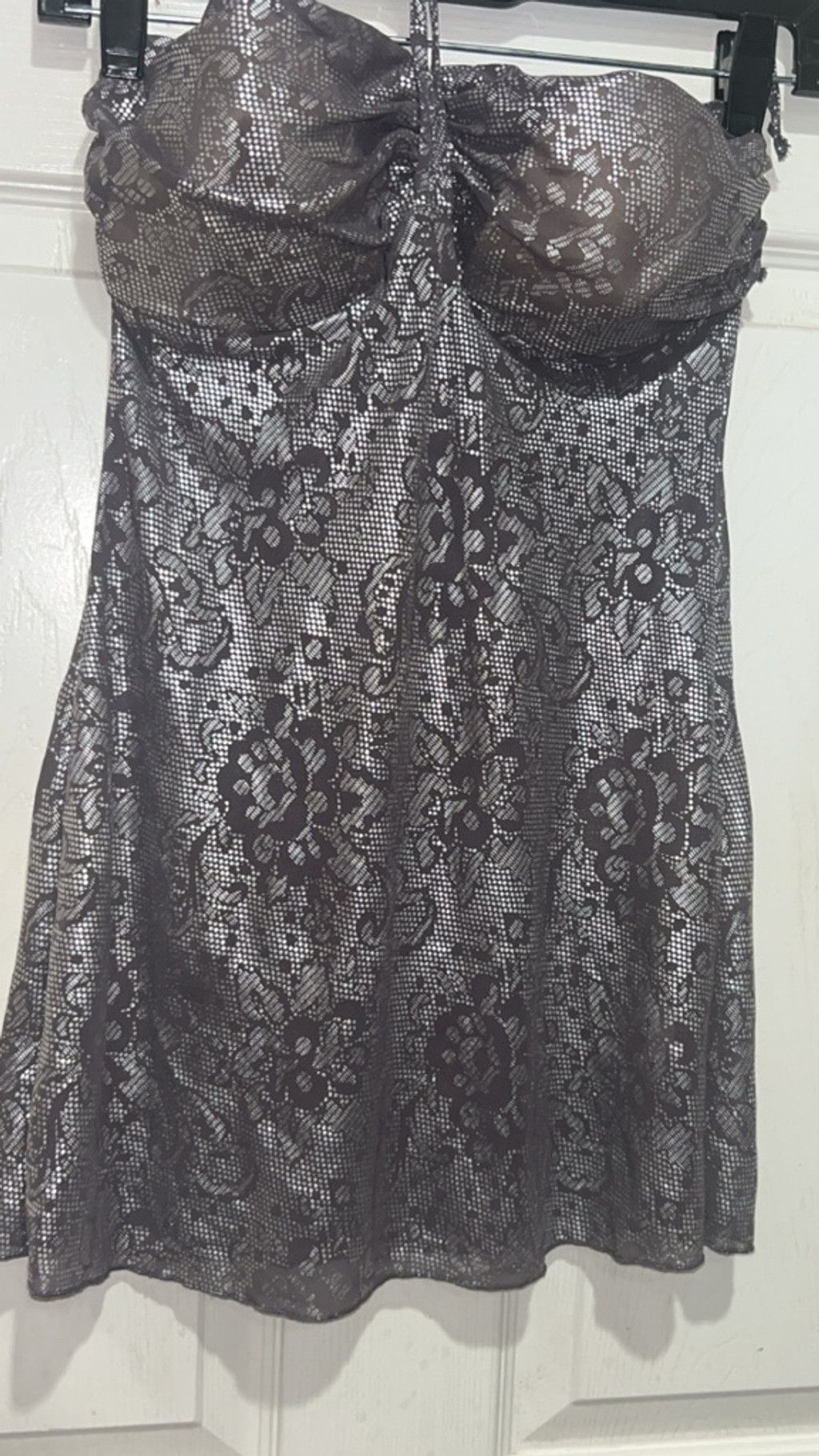 Other Women's Charlotte Russe Strapless top dark Silver Lace Size S / US 4 / IT 40 - 1 Thumbnail