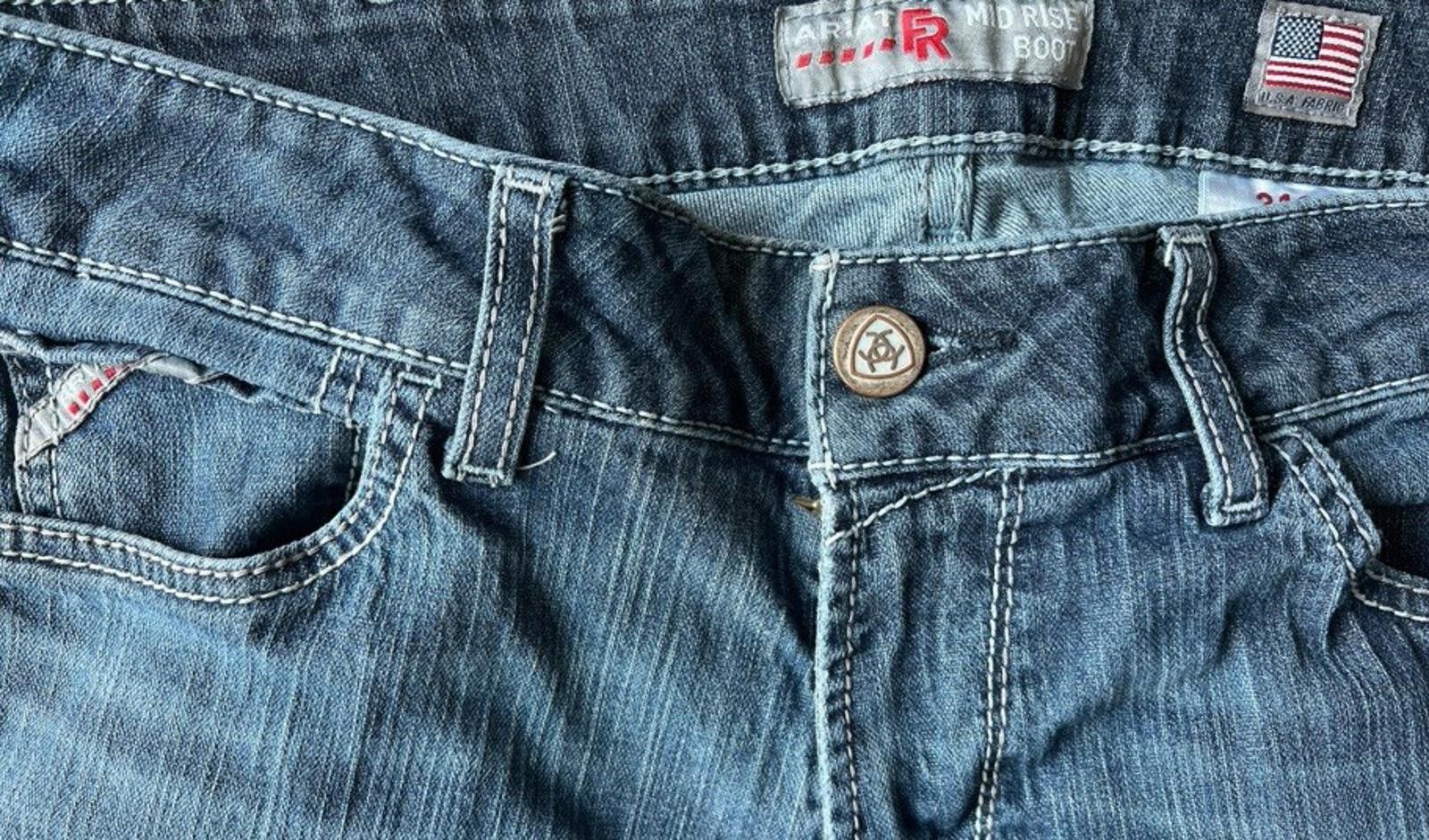Ariat Ariat Real Denim Size 31 Medium Mid Rise Bootcut Whiskering Size 31" - 3 Thumbnail