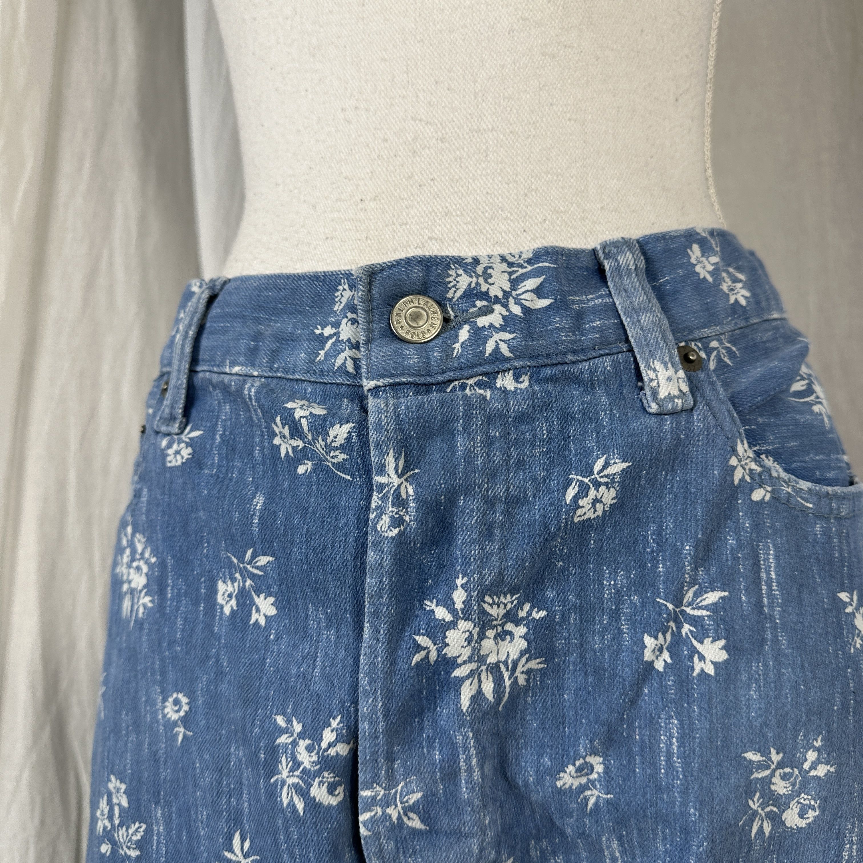 Polo Ralph Lauren × Vintage Vintage Denim Y2K Polo Ralph Lauren Flower Printed Jeans Size 32" / US 10 / IT 46 - 7 Thumbnail