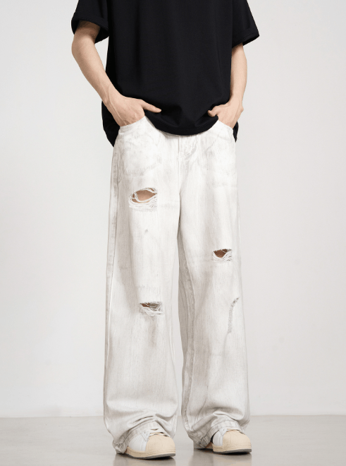 Japanese Brand Vintage washed distressed loose ripped jeans y2k Size US 32 / EU 48 - 1 Thumbnail