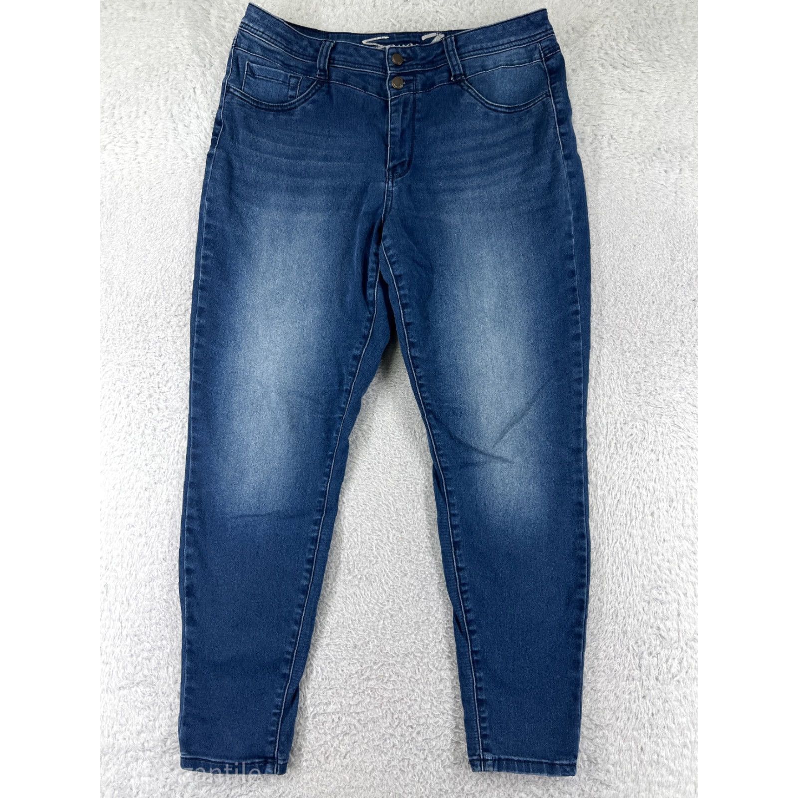 Vintage Seven7 Jeans Womens 14 Blue Denim High Rise Leggings Embroidered Cotton Blend Shirt? Size 36" / US 14 / IT 50 - 2 Thumbnail