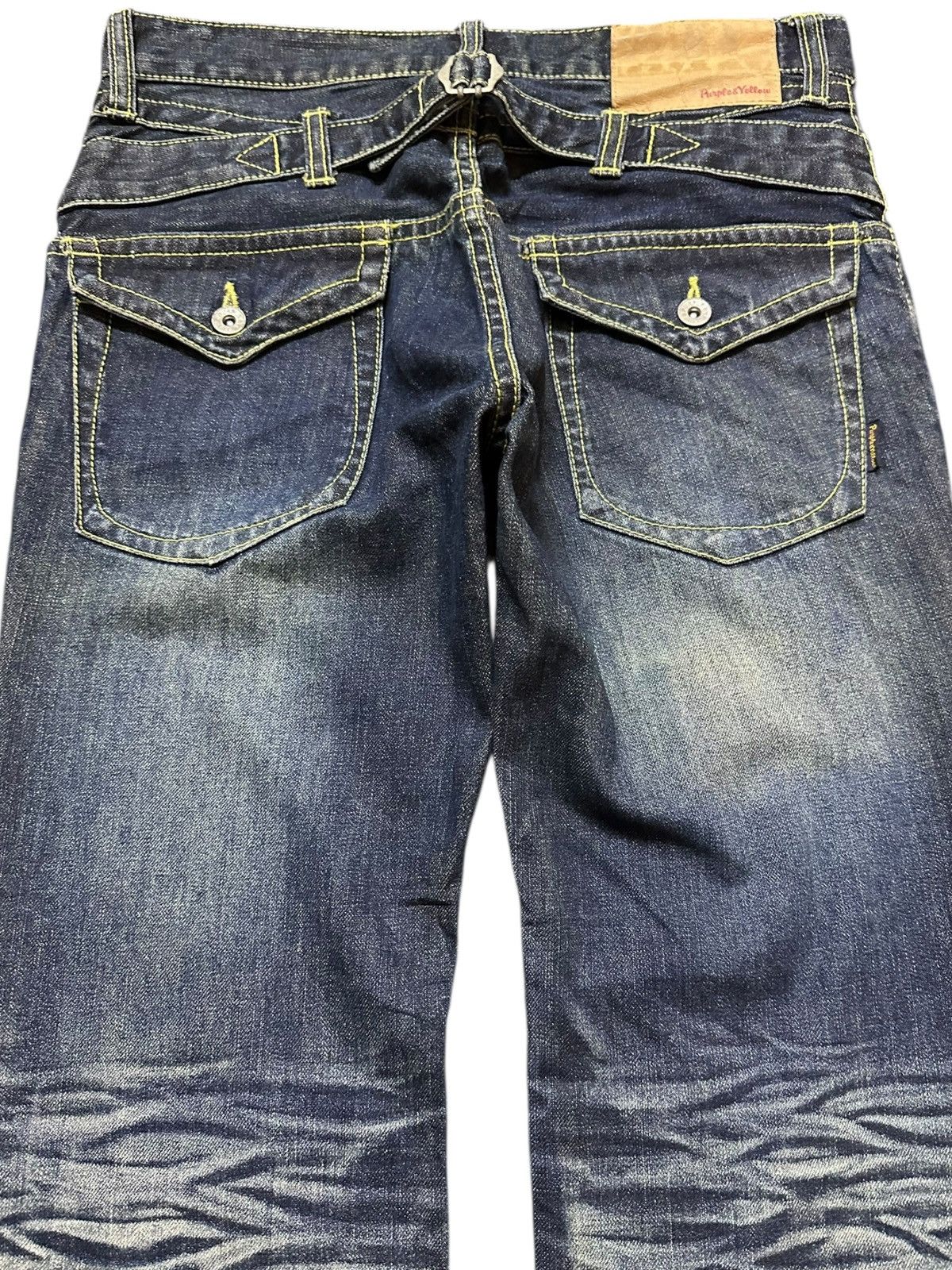 Purple Vintage Purple&Yellow Whiskers Grunge Buckle Belt Denim Size US 31 - 7 Thumbnail