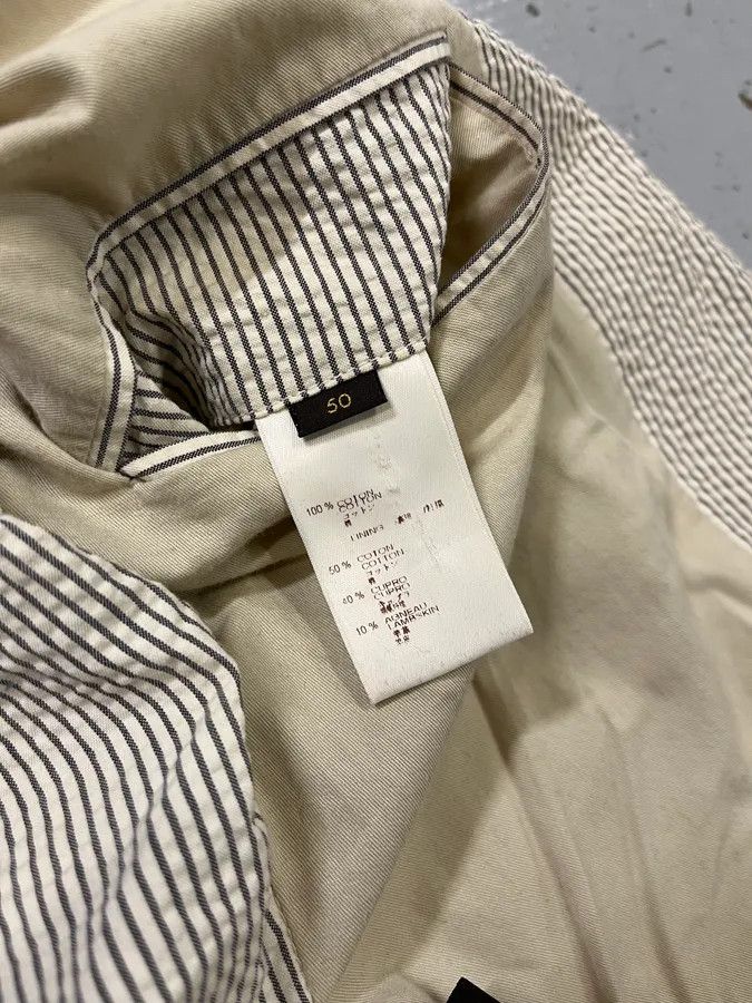 Louis Vuitton 2000s Louis Vuitton Striped Classy Beige Hybrid Leather Jacket Size US M / EU 48-50 / 2 - 13 Thumbnail