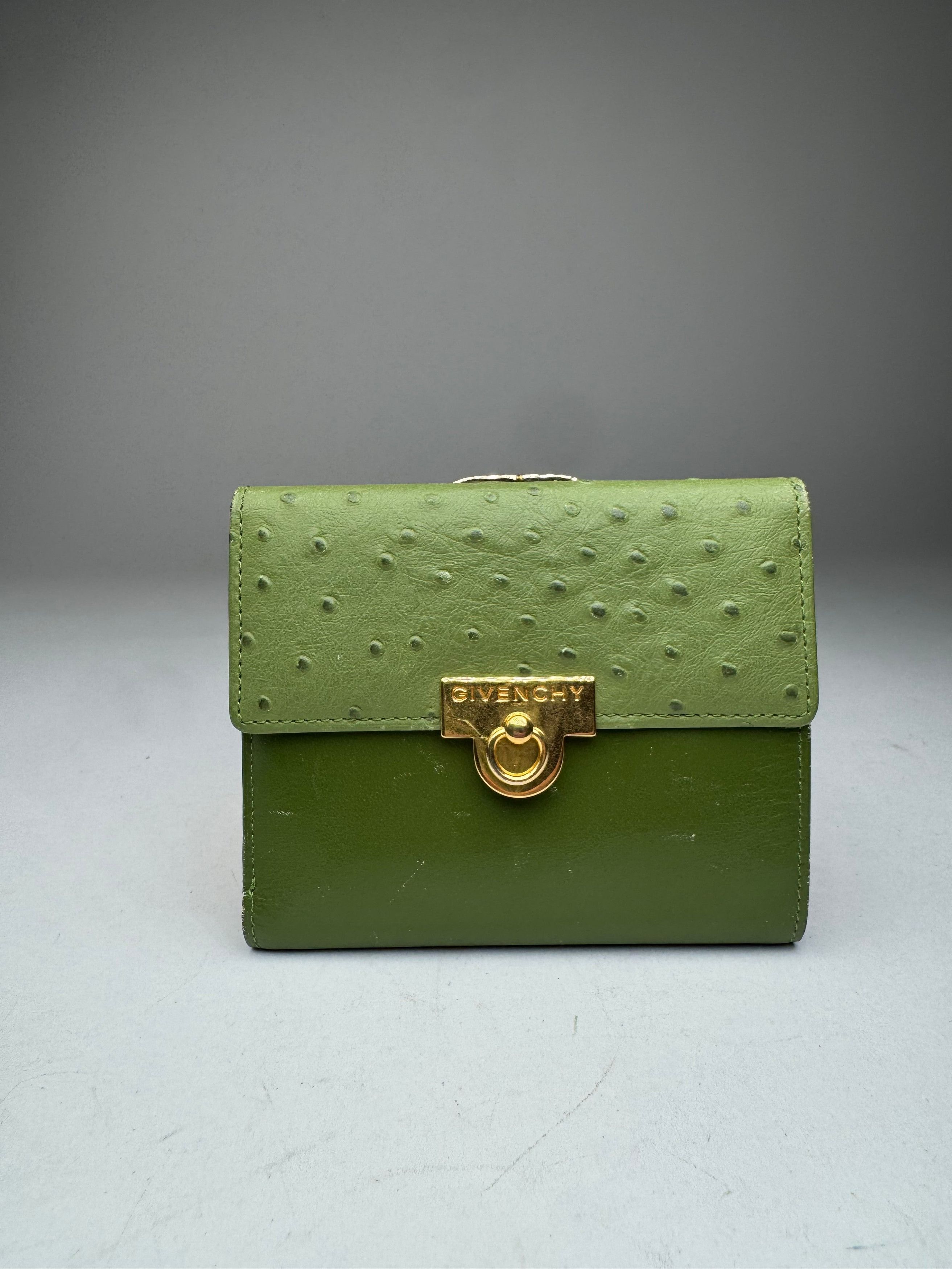 Givenchy Vintage Ostrich Leather Wallet Green Size ONE SIZE - 1 Thumbnail