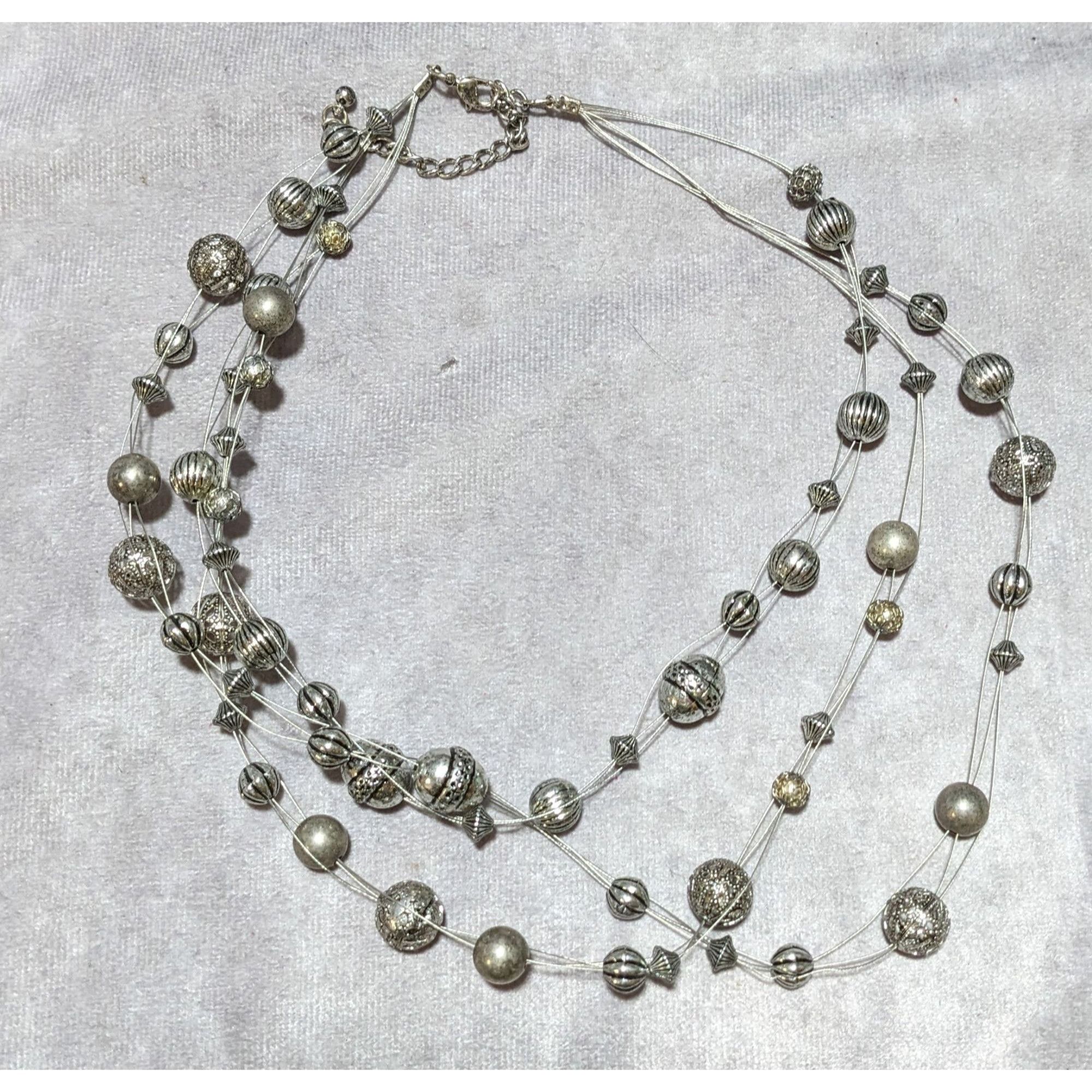 Other Silver Beaded Floating Necklace Size ONE SIZE - 6 Thumbnail