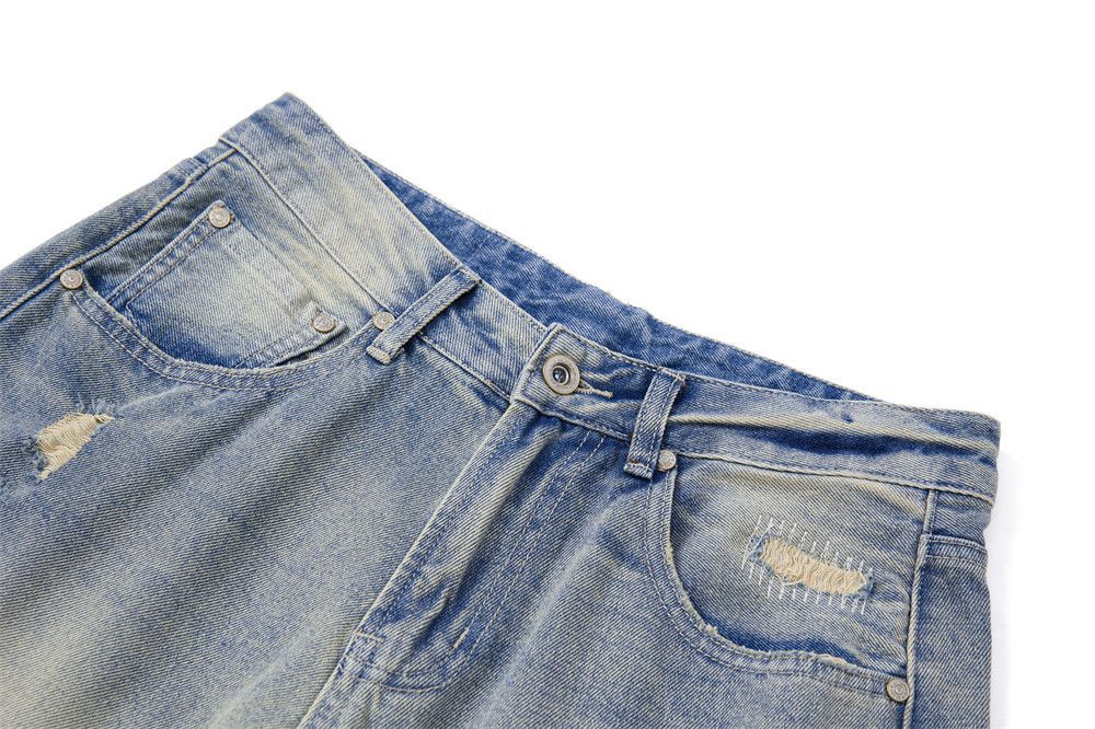 Japanese Brand × Jean Gradient distressed loose punk washed ripped patch jeans Size US 32 / EU 48 - 3 Thumbnail