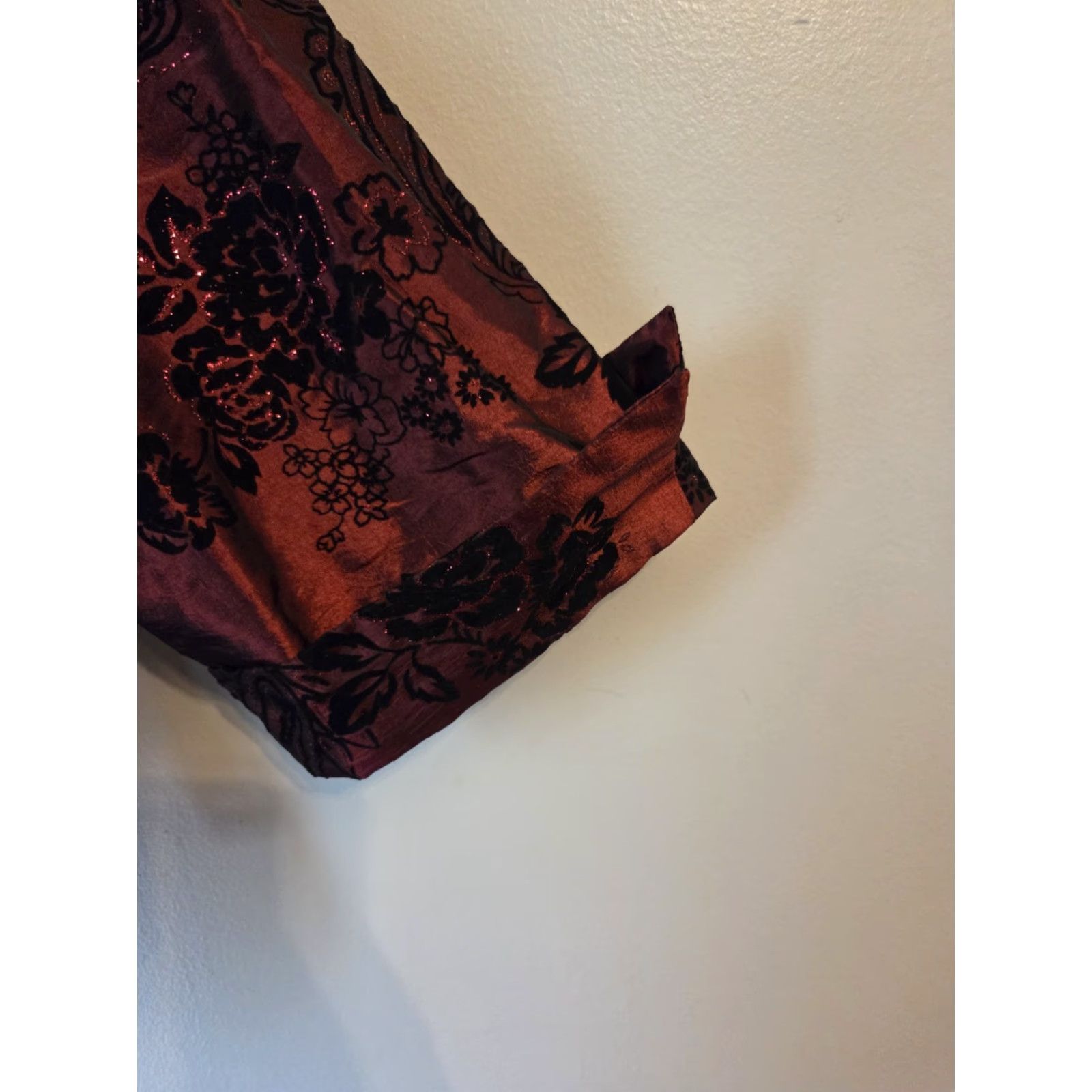 Vintage VINTAGE 90s R&L Richards Shiny Gothic Brocade Dress Jacket Burgundy 30 Plus Womens Jacket Size 4XL / US 24-26 - 4 Thumbnail