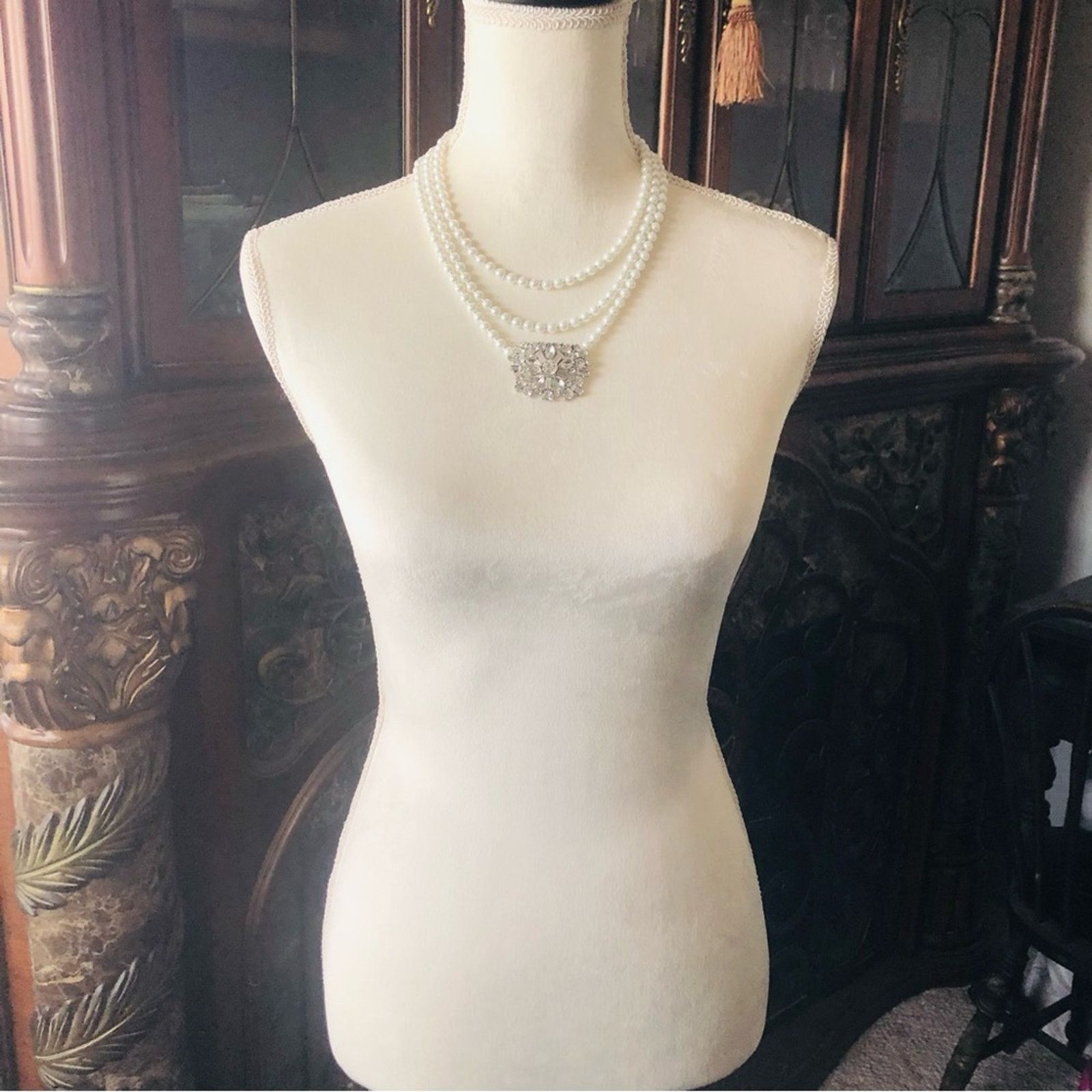 Jewelry Handcrafted repurpose Hollywood glam glass Pearl necklac Size ONE SIZE - 9 Thumbnail