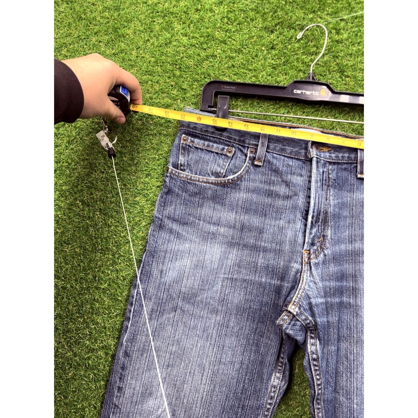 Levi's Levi's 527 Jeans Mens 32x31 Bootcut Dark Wash Distressed Denim 5-Pocket Regular Blue Size US 32 / EU 48 - 3 Thumbnail