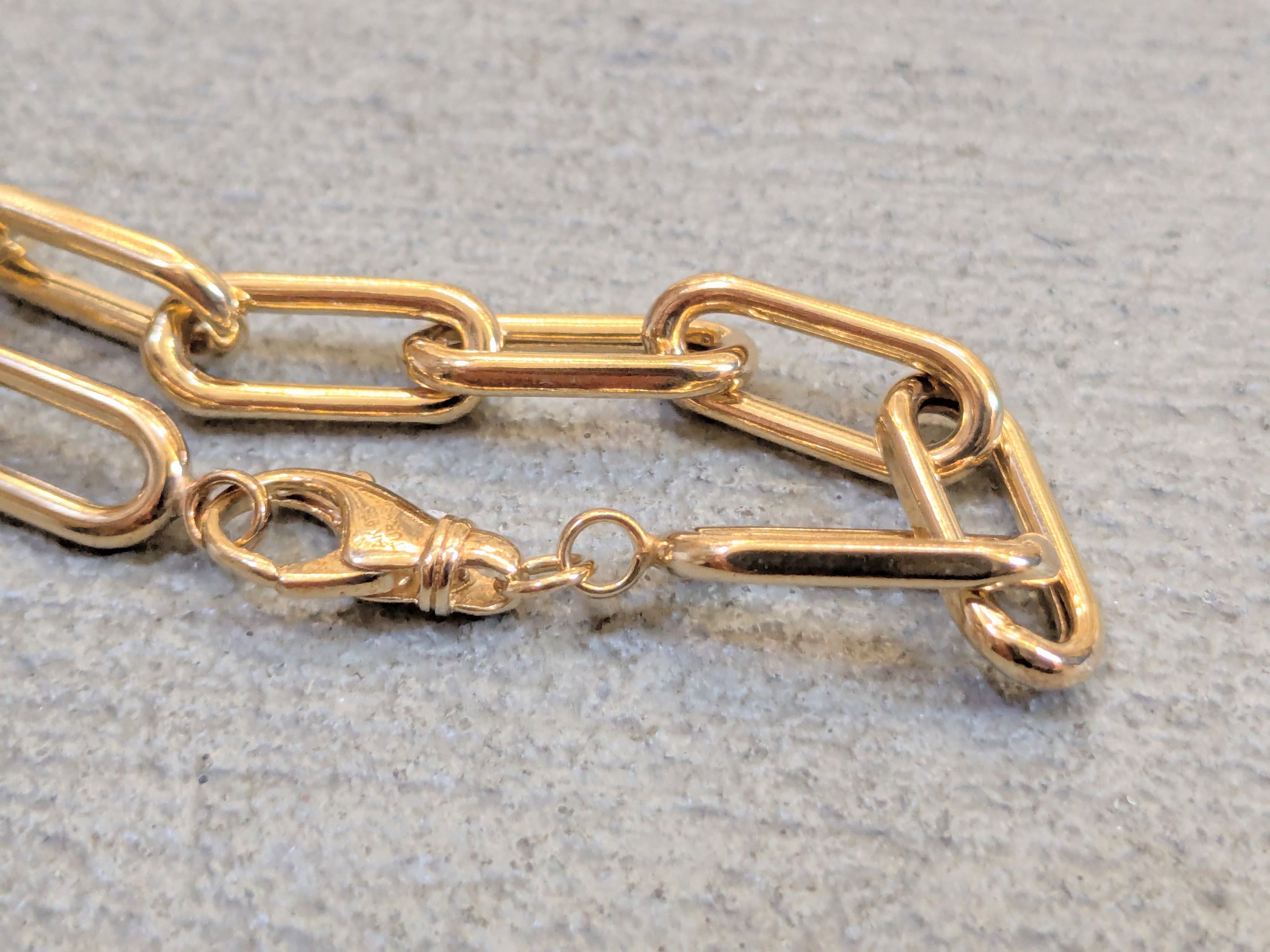 Jewelry Vintage Sterling Silver Paperclip Bracelet Gold Vermeil 7" Size ONE SIZE - 9 Thumbnail