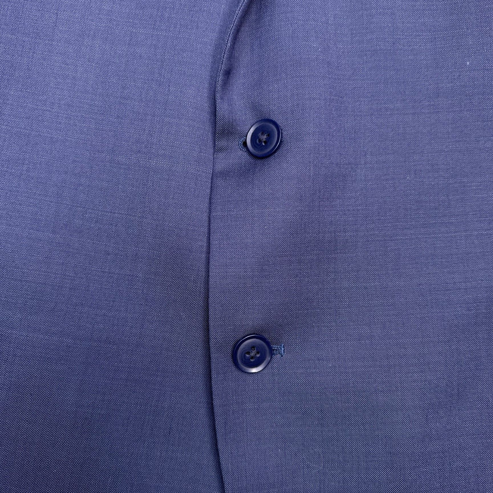 Vintage Michael Strahan Suit Jacket Blazer 50R Blue Wool Blend Men's Regular Notch Lapel Four-Button Double-Vented Solid Pattern Vintage No N/A Size 50R - 7 Thumbnail