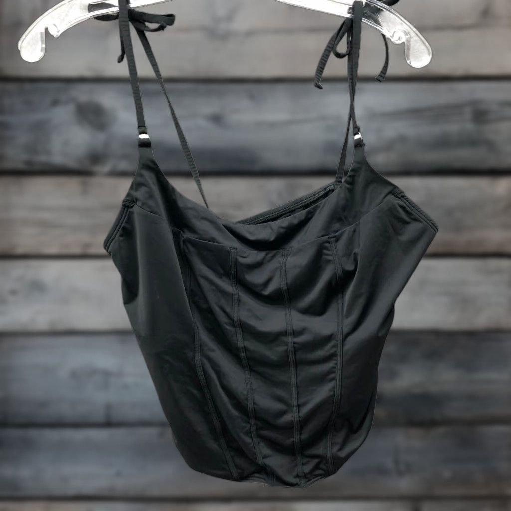 Vintage Gilly Hicks Corset Cami Swim Top Womens L Black Tankini Boning Spaghetti Strap Size L / US 10 / IT 46 - 1 Thumbnail