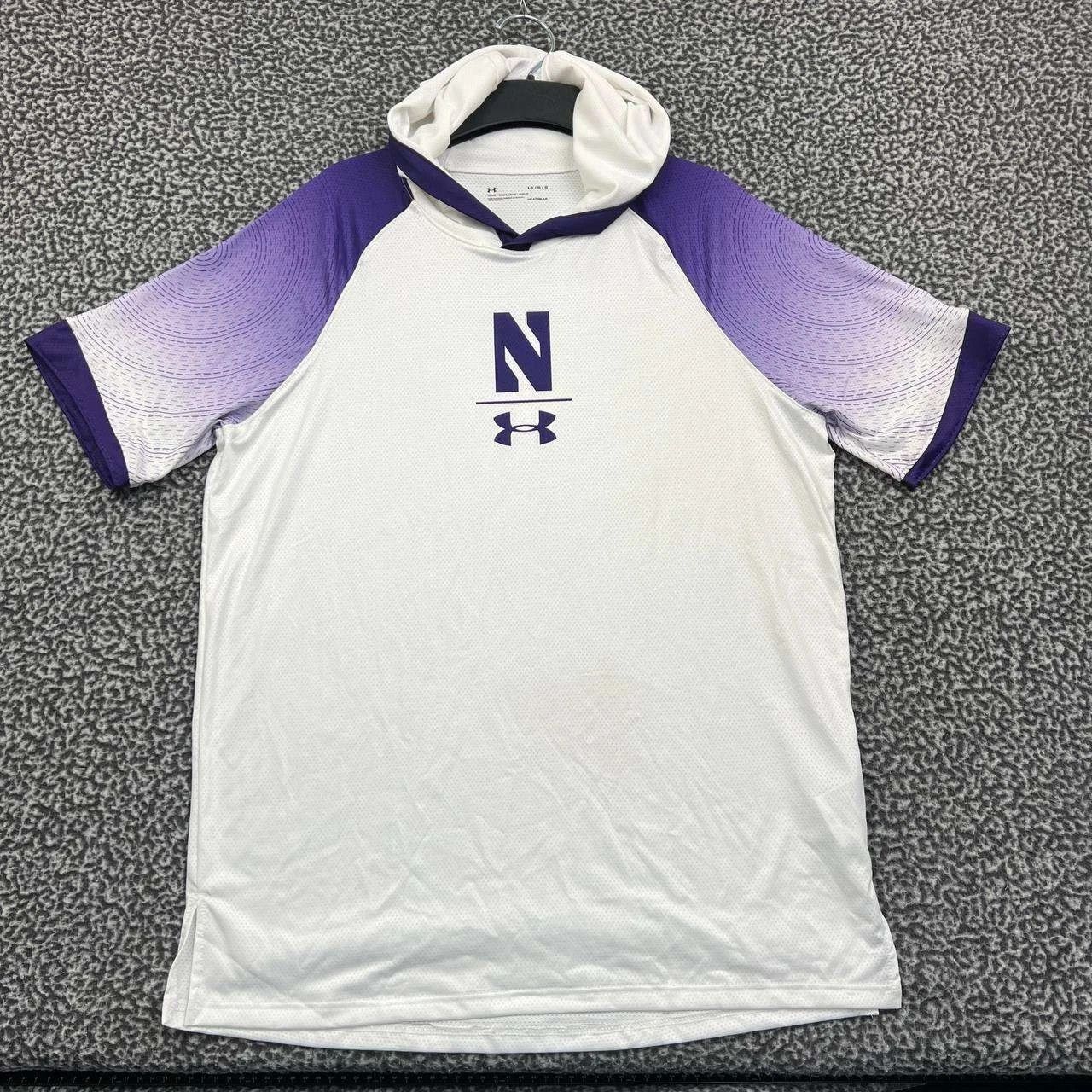Under Armour Northwestern Wildcats Shirt L HeatGear Short Sleeve Hooded Size US L / EU 52-54 / 3 - 1 Thumbnail