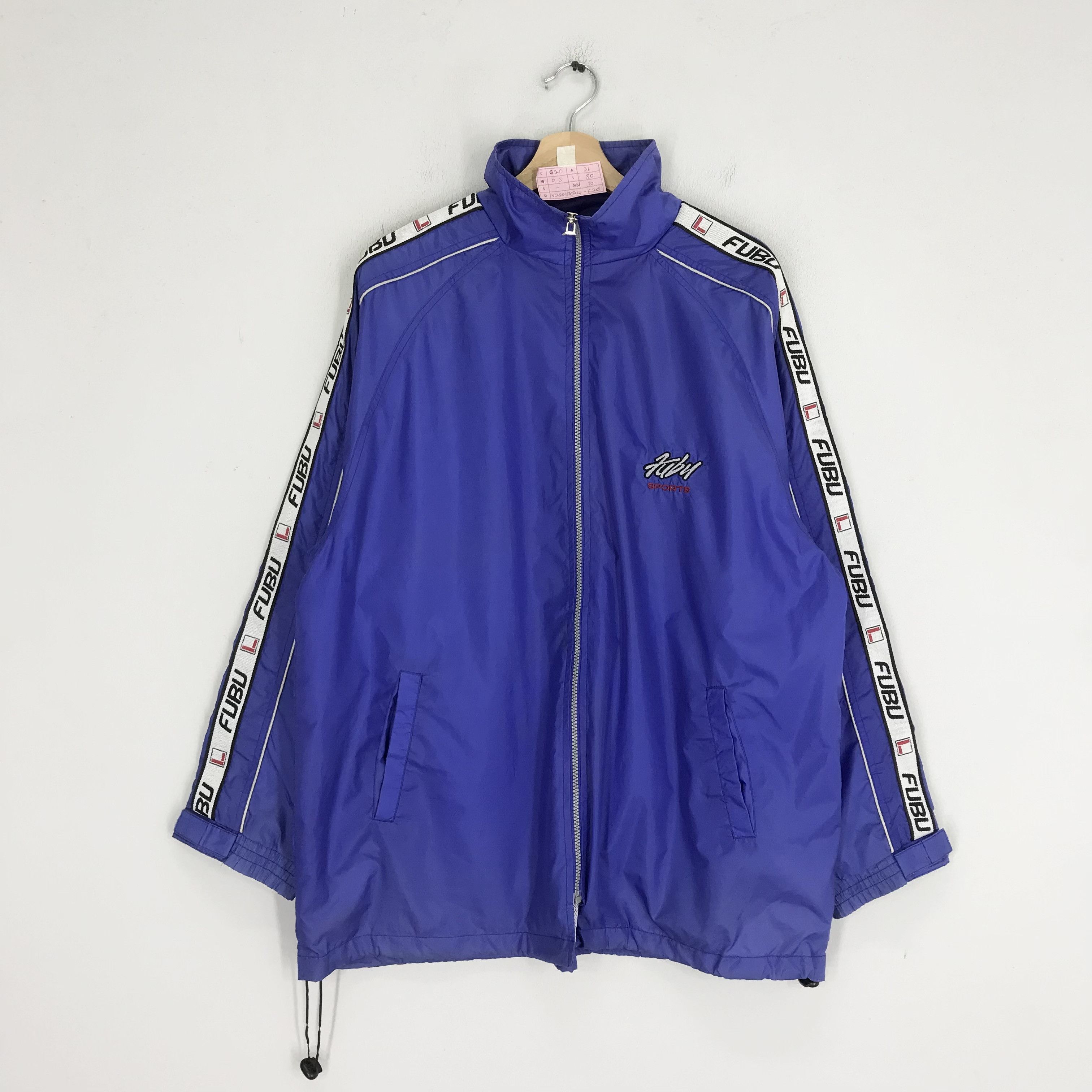 image of 90's Fubu Windbreaker Zipper Jacket Hip Hop Fubu in Blue, Men's (Size Large)