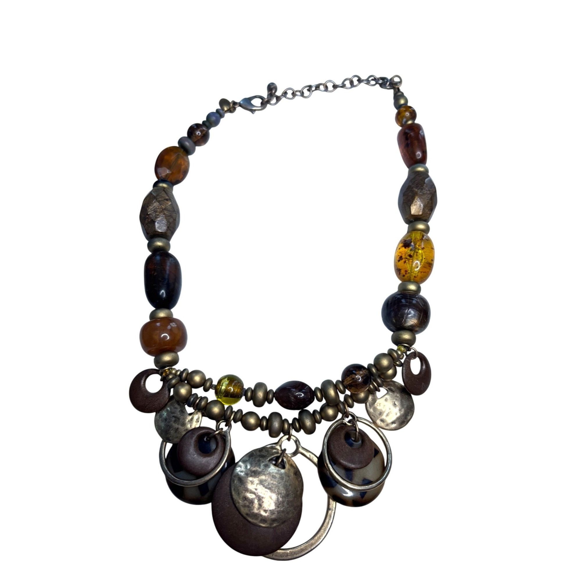 Other Chicos Multi-Bead Necklace With Metal Discs & Adjustable Cha Size ONE SIZE - 5 Thumbnail