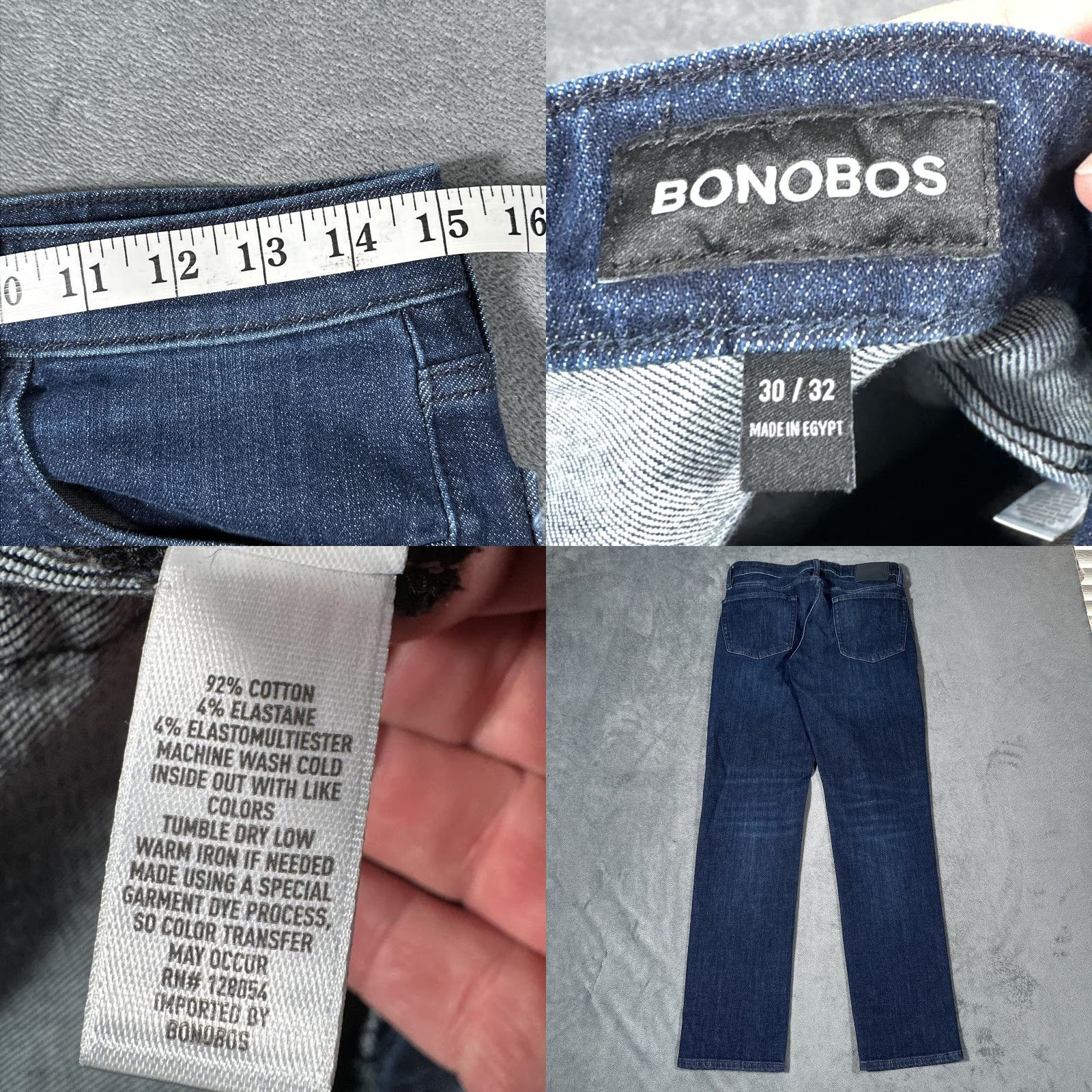 Bonobos Bonobos Jeans Mens 30x32 Blue Dark Wash Stretch Denim Straight Leg Pants Casual Size US 30 / EU 46 - 8 Thumbnail