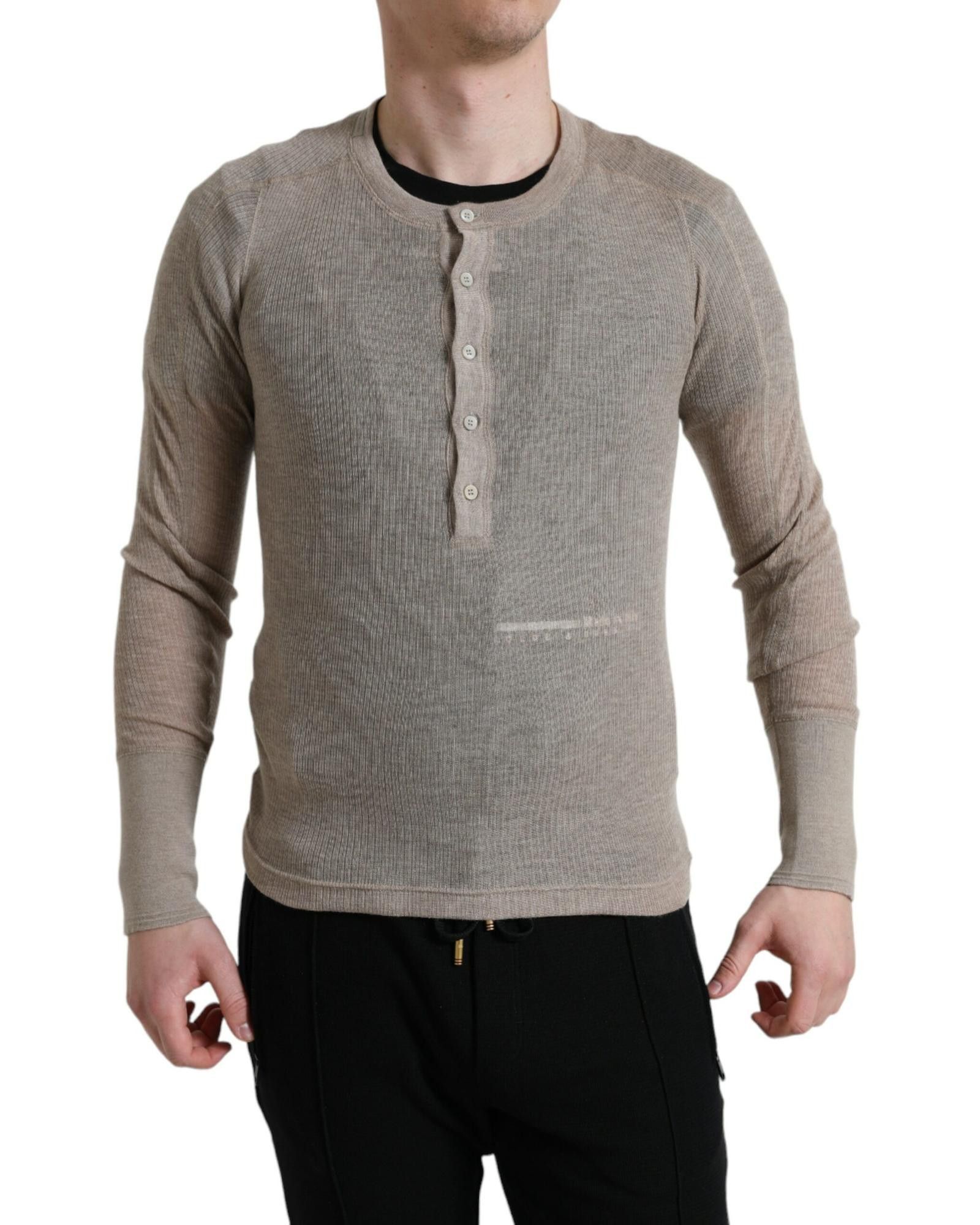 image of Dolce Gabbana Henley Cashmere Sweater in Beige, Men's (Size XS)