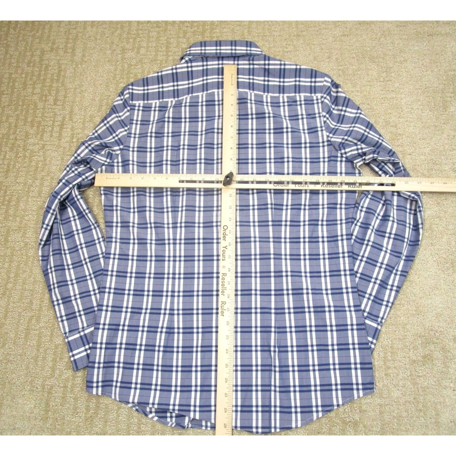 Mizzen+Main Mizzen+Main Shirt Men Medium Blue Plaid Performance Slim Long Sleeve Button-Up Casual Size US M / EU 48-50 / 2 - 4 Thumbnail