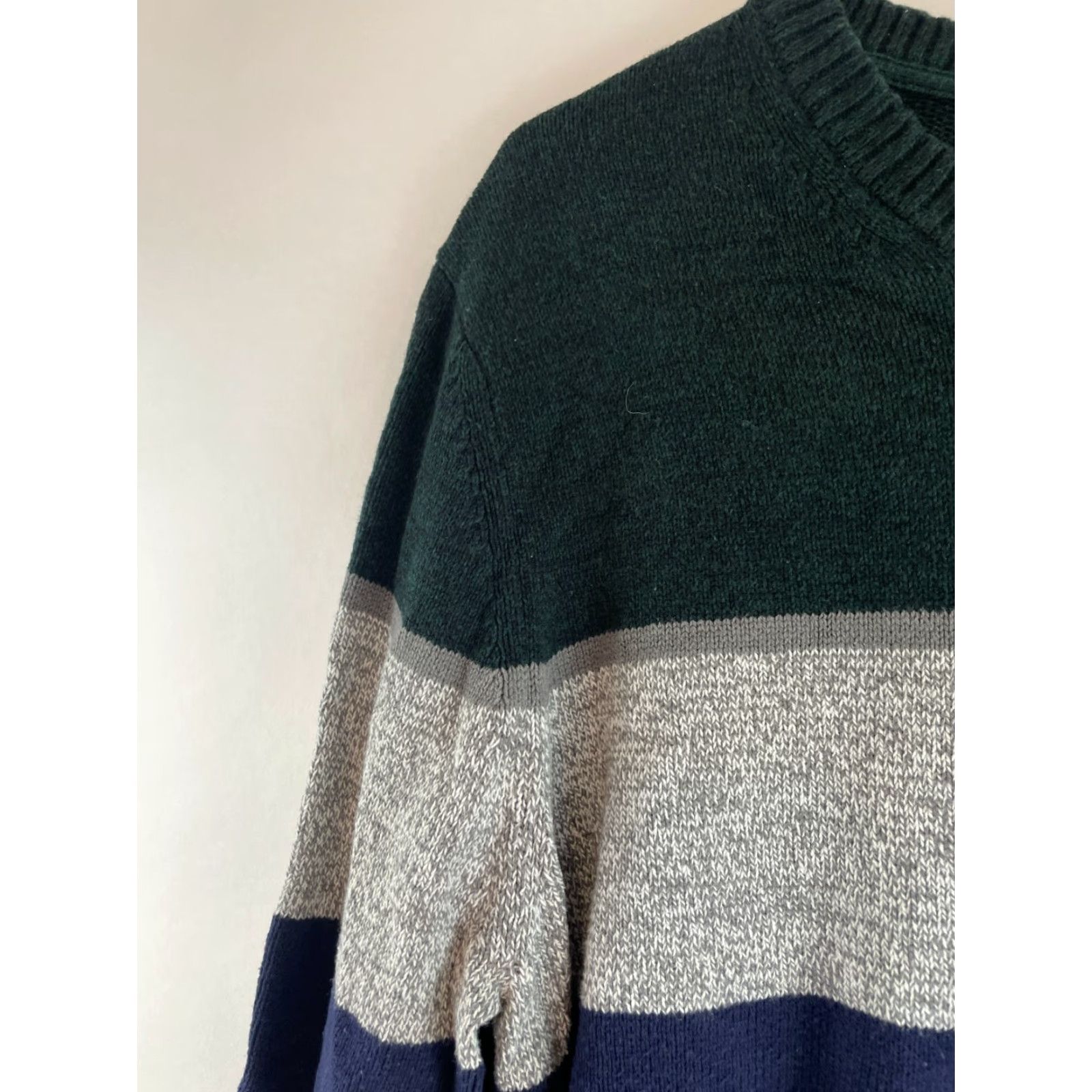 Izod IZOD Sweater Men XL Navy Green Gray Color Blocks Crew Neck Ribbed Edges, Pullover, Regular, Blue, Size XL, Men, Clothing, Modern, Breathable Size US XL / EU 56 / 4 - 3 Thumbnail