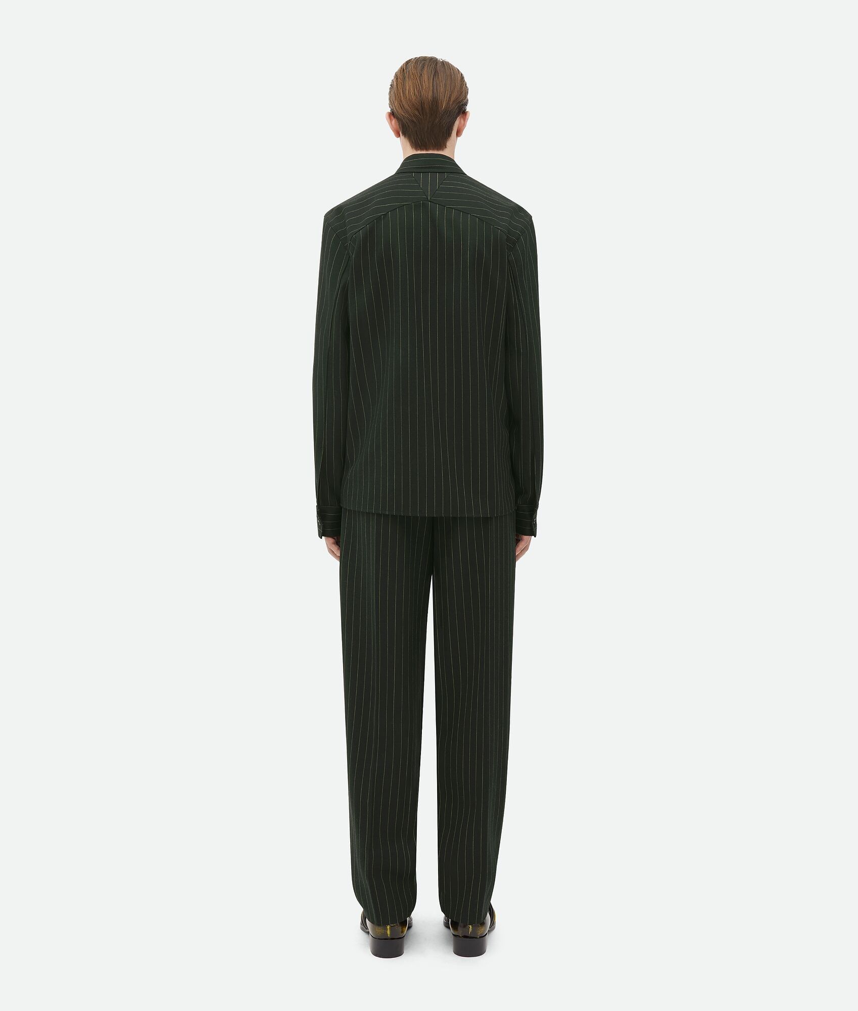 Bottega Veneta o1w1db10825 Wool Pinstripe Shirt in Camping/Yellow Size US L / EU 52-54 / 3 - 3 Thumbnail