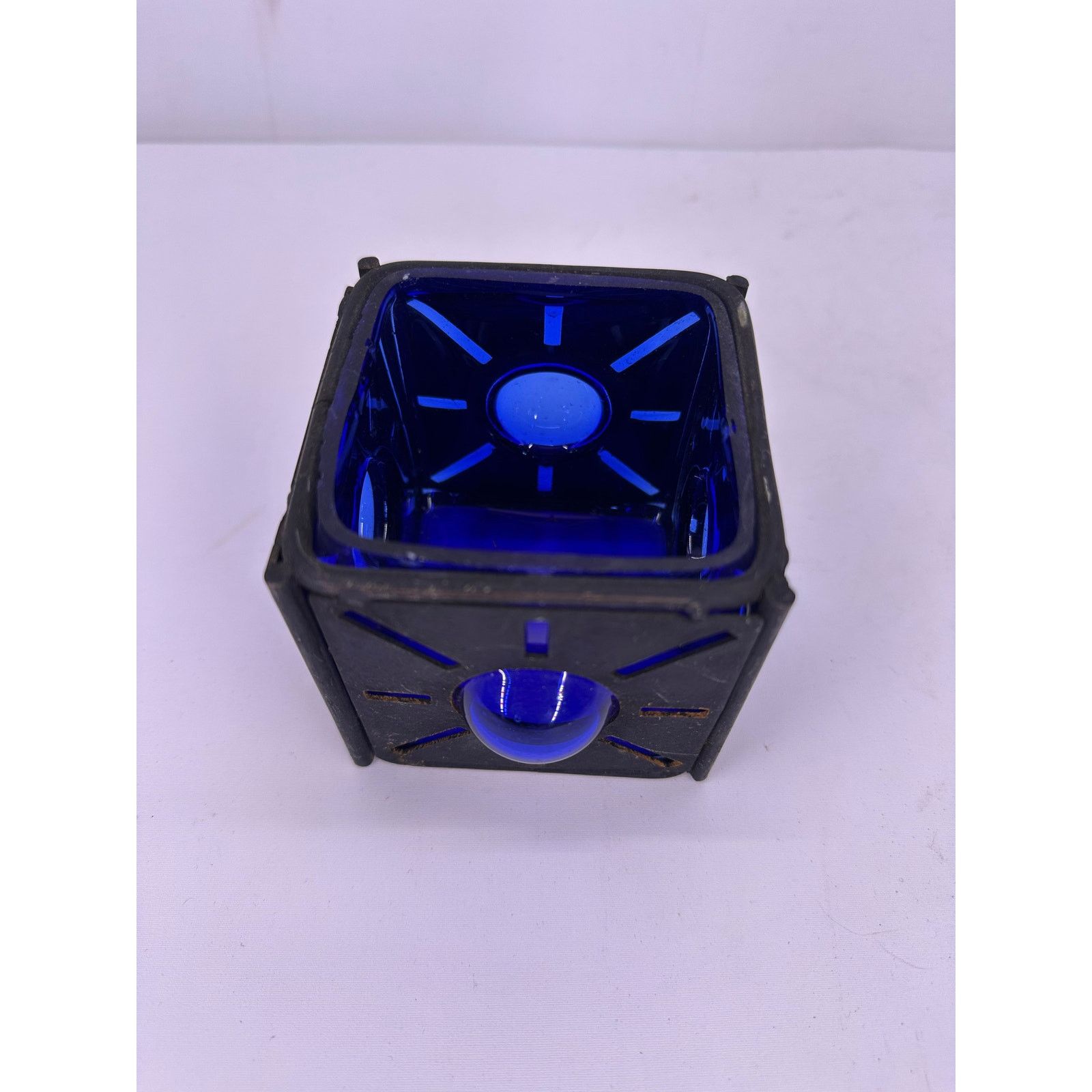 & Other Stories Vintage Thick 3" X 3" Square Cobalt Blue Glass CandleHolder Size ONE SIZE - 3 Thumbnail