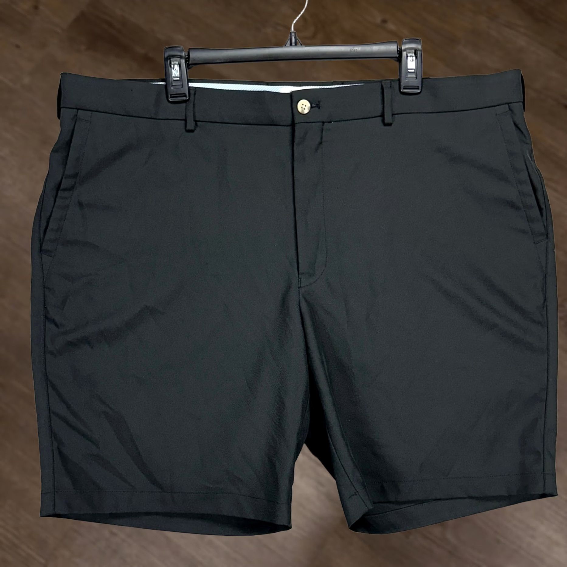 Peter Millar Peter Millar Mens Chino Golf Shorts Black 42 Performance Tech Flat Front Pocket Size US 42 / EU 58 - 1 Thumbnail