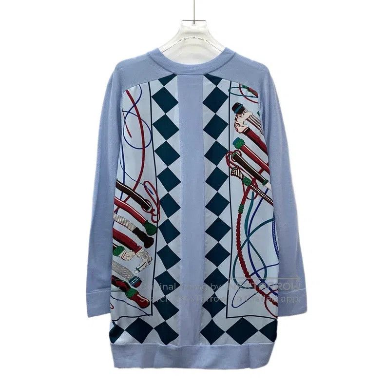 Other Hermes Light blue saddle buckle line wool round-neck long- Size XXS / US 00 / IT 34 - 2 Thumbnail