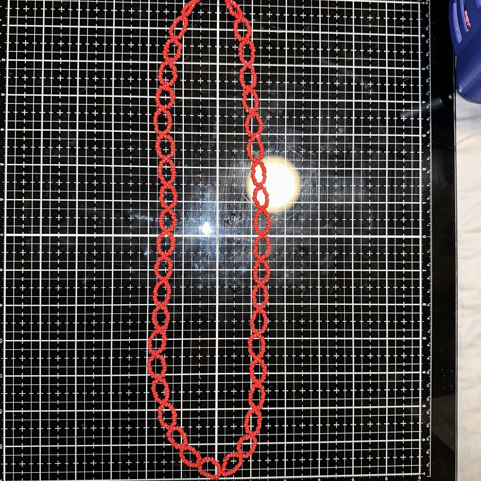 Homemade Red Infinity Figure 8 Handmade Seed Bead Necklace 14 Inch Size ONE SIZE - 4 Thumbnail
