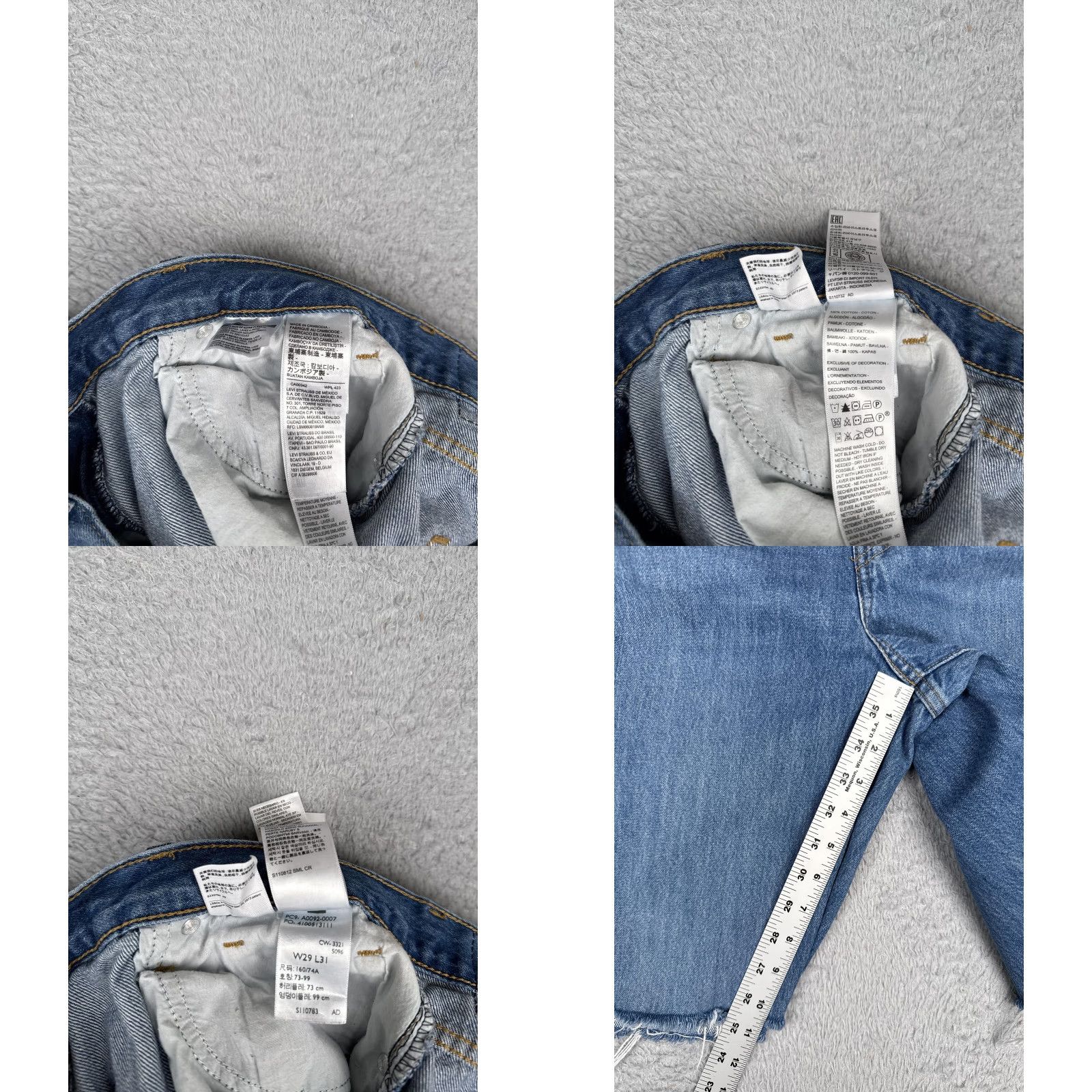 Levi's VINTAGE Levis High Waisted Straight Shorts Womens 29 Blue Cutoff Jorts Raw Hem Baggy Size 29" - 8 Thumbnail