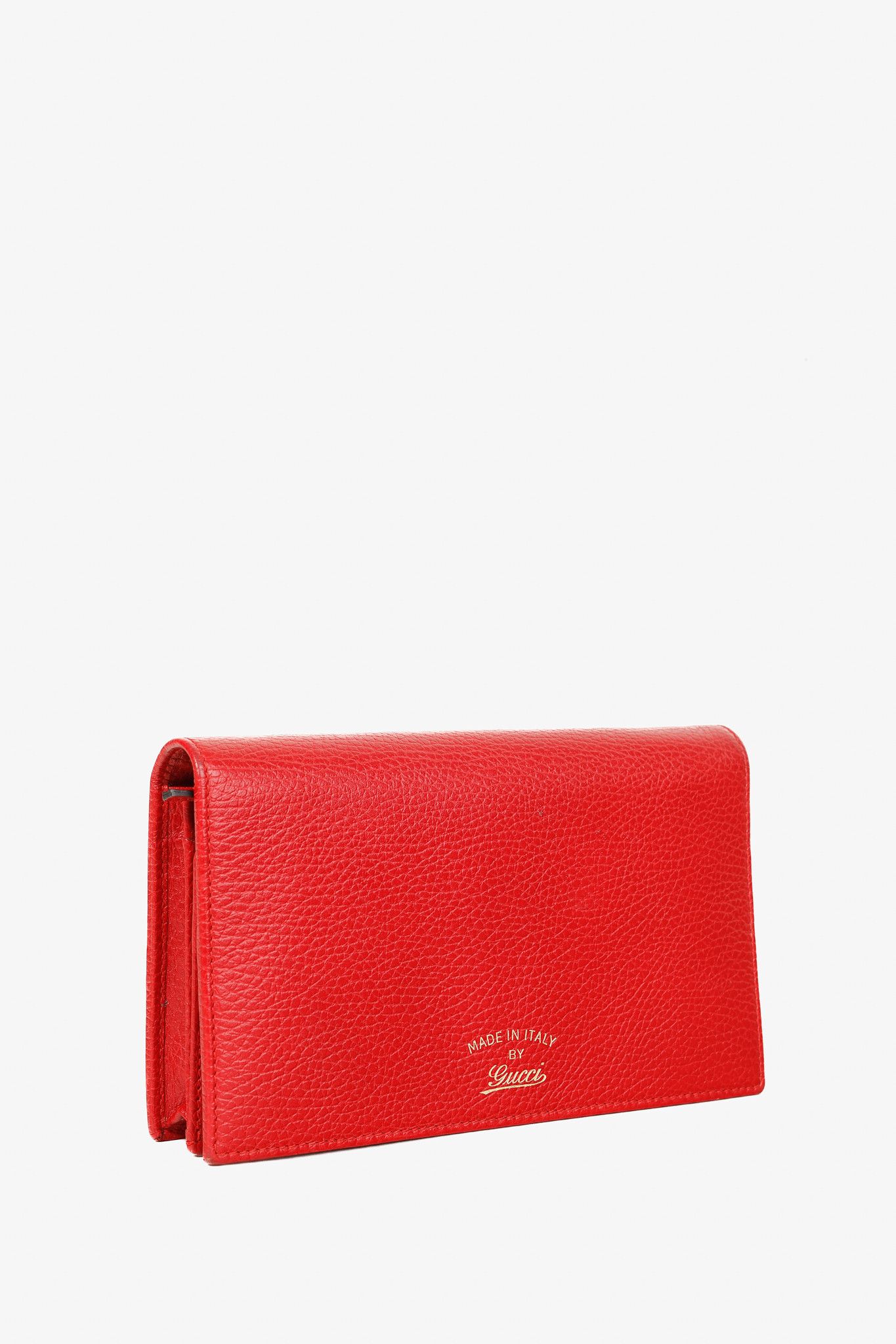 Gucci Gucci Swing Red Pebbled Leather Wallet Crossbody Size ONE SIZE - 2 Thumbnail