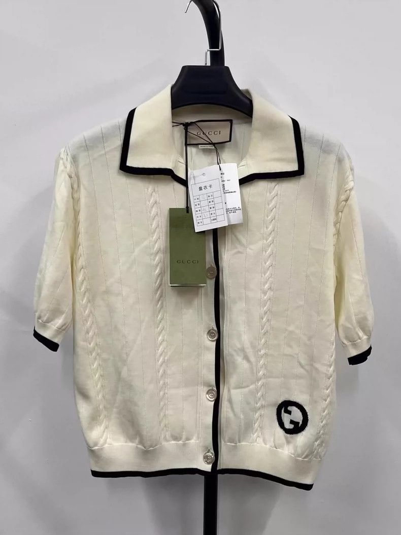 Gucci gucci short sleeve knit top with logo-dmc Size US S / EU 44-46 / 1 - 1 Thumbnail