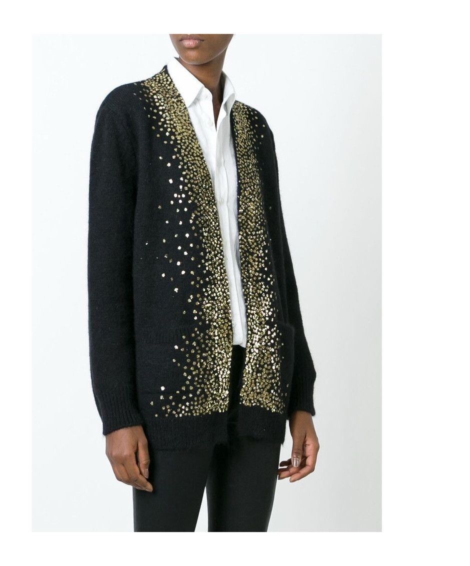 Saint Laurent Paris Saint Laurent V-Neck Sequin Knit Cardigan Size XS / US 0-2 / IT 36-38 - 1 Thumbnail