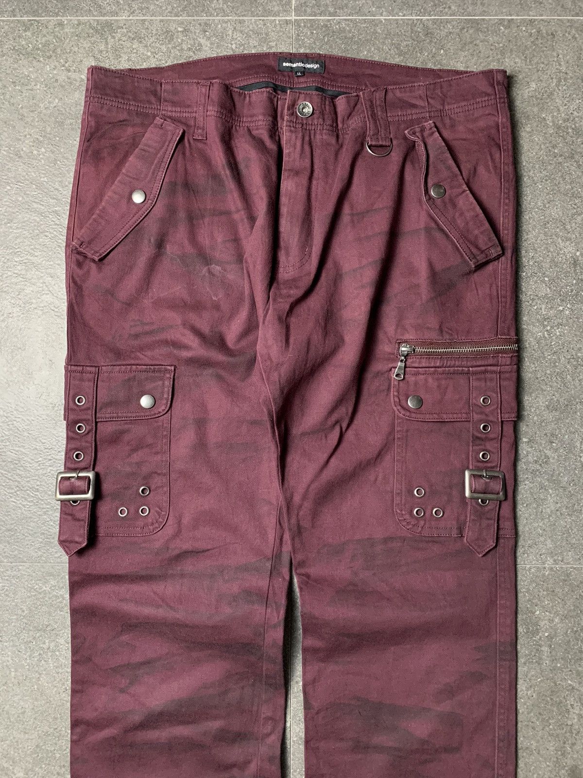 semanticdesign 2000s Semantic Design Red Wine Slashed Bondage Cargo Pants Size US 36 / EU 52 - 3 Thumbnail