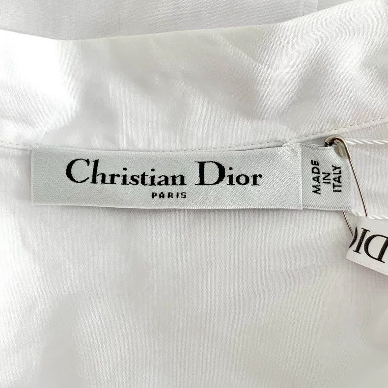 Dior Dior White tie bow bee embroidered cotton long-sleeved shi Size XXS / US 00 / IT 34 - 6 Thumbnail