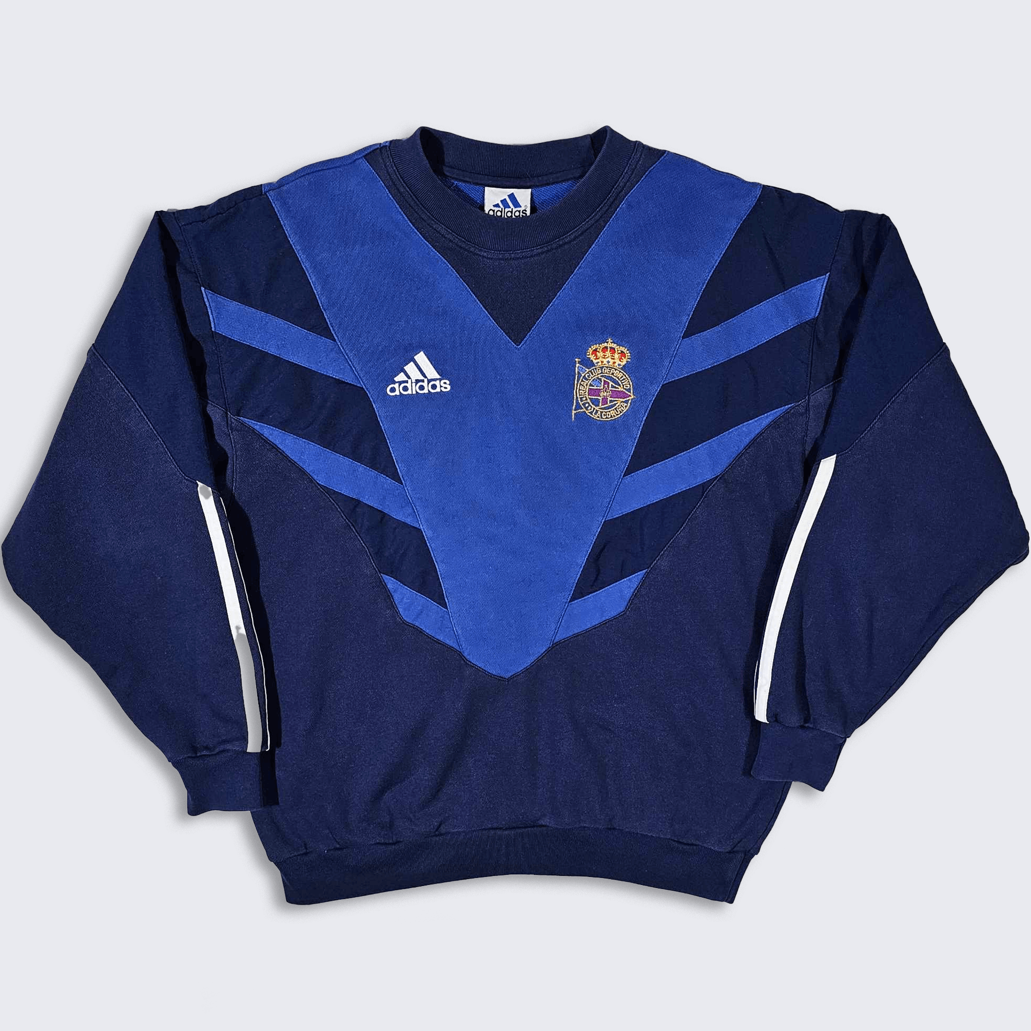 image of Real Club Deportivo La Coruna 90's Adidas Soccer Sweatshirt in Blue, Men's (Size Medium)