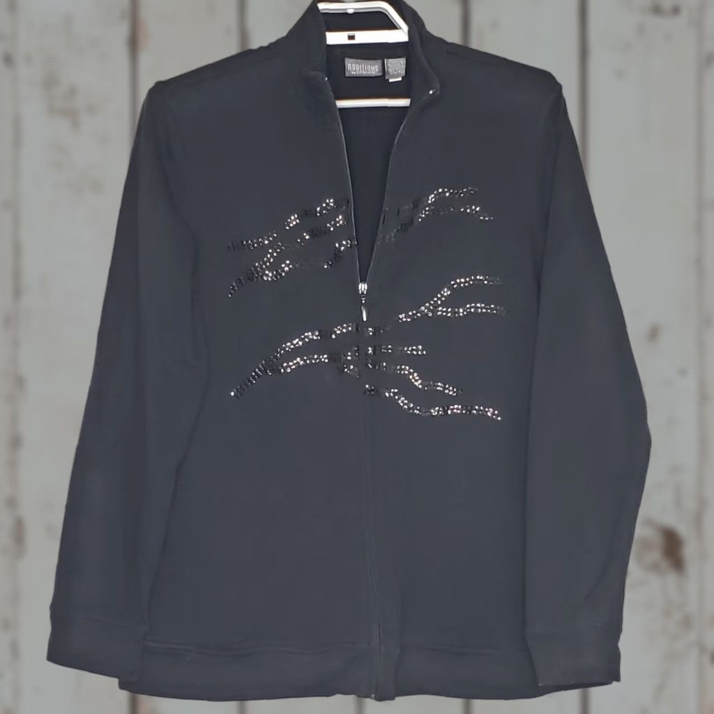 Vintage Additions by Chico’s Jacket L/S Black Zip Sequin Front Lightweight Casual Size 2 Women Size XS / US 0-2 / IT 36-38 - 1 Thumbnail