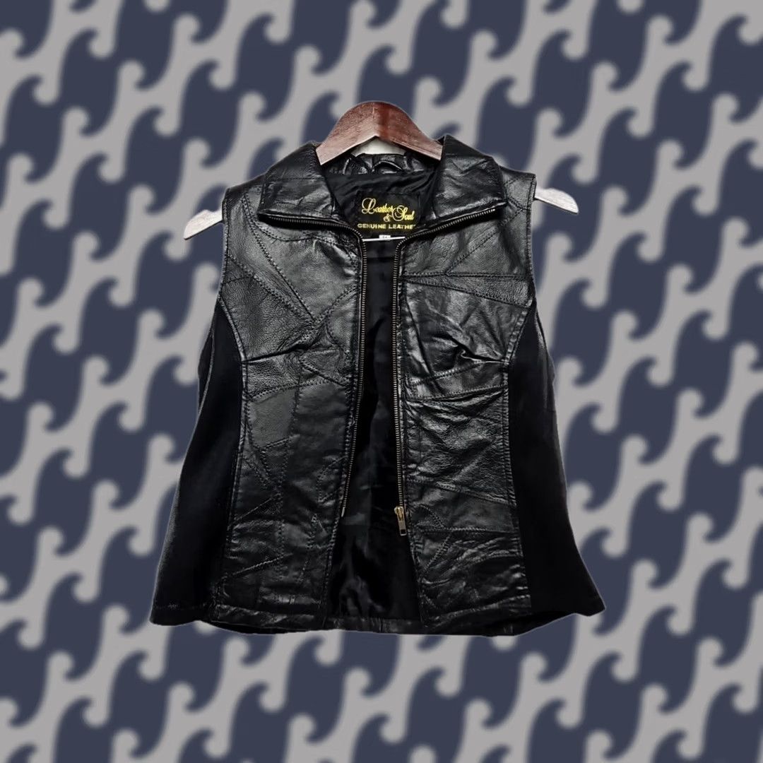 Vintage Y2K Leather & Soul Genuine Black Leather Vest Women’s M Zip Front Biker Moto Vest Maid? Size M / US 6-8 / IT 42-44 - 1 Thumbnail