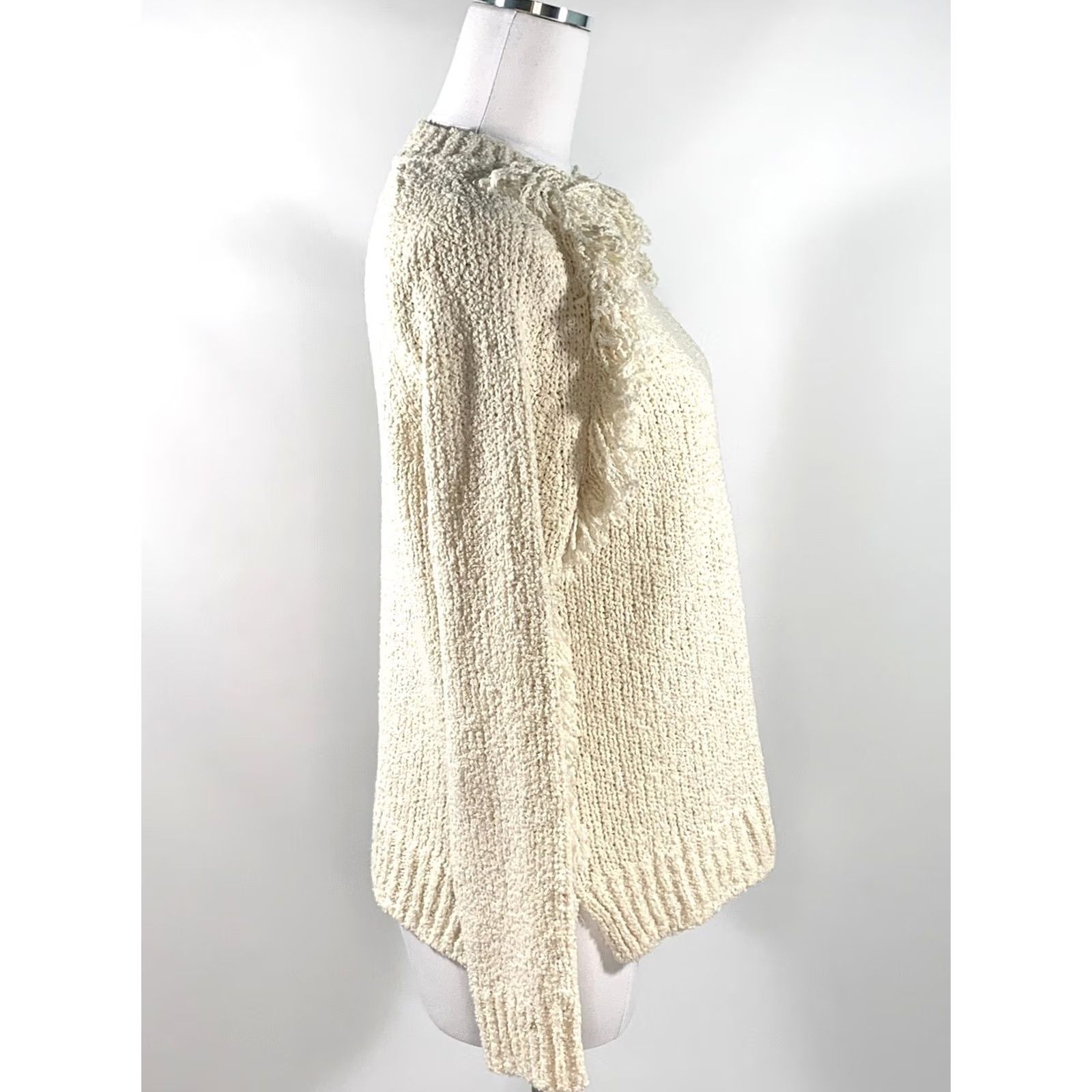 Madewell Madewell Sweater Womens Small Pullover Ivory Fringe Relaxed Fit Bohemian Boxy Knit Size S / US 4 / IT 40 - 2 Thumbnail
