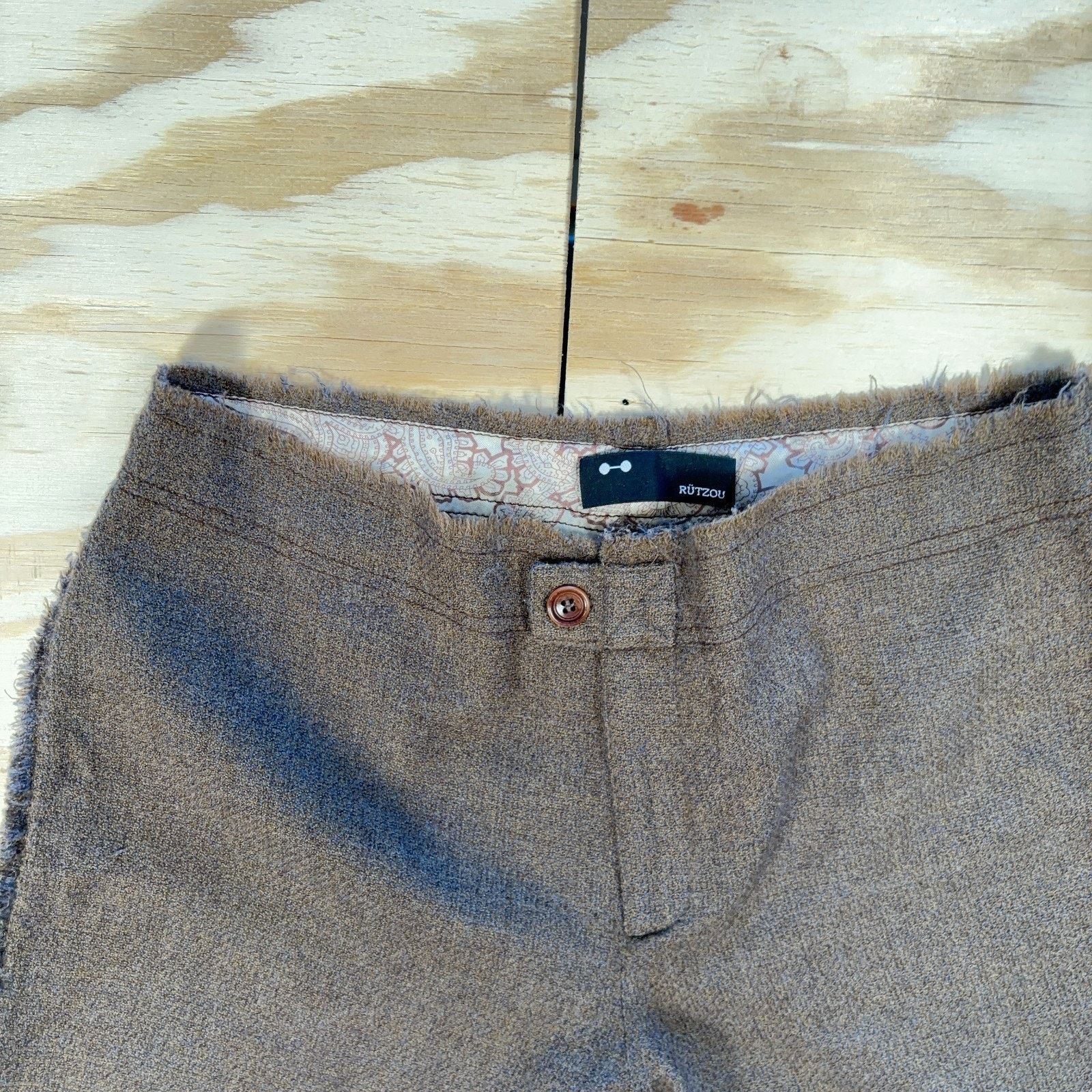 Other Rutzou Wool Fringe Pants Womens EU 40 Brown Tweed Cropped Size 30" / US 8 / IT 44 - 3 Thumbnail