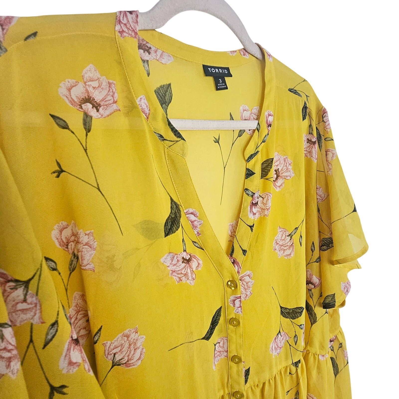 Torrid Torrid Floral Sheer Button Front Blouse Plus Size 3X Easter Size 3XL / US 20-22 - 5 Thumbnail
