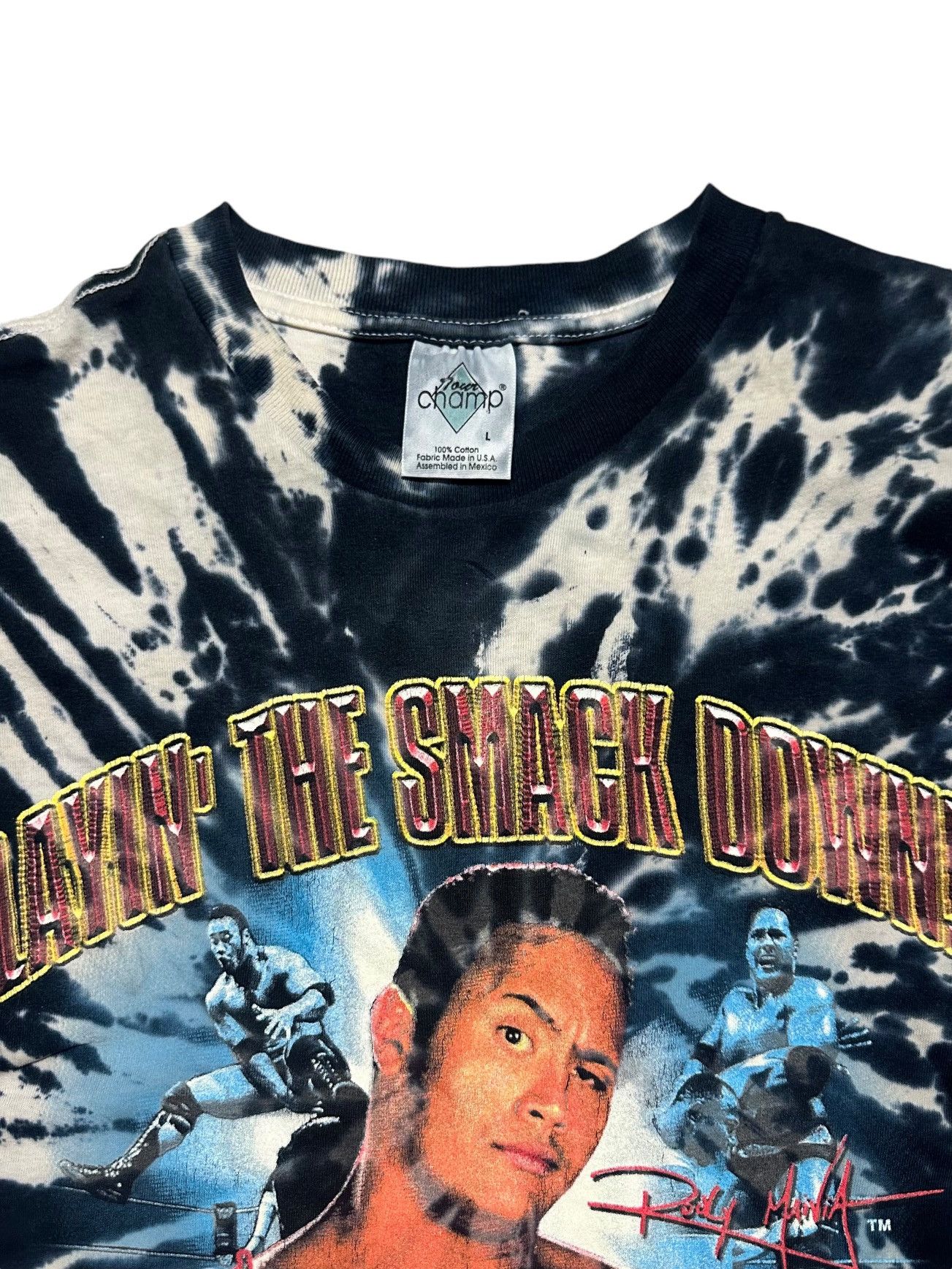 Vintage × WWF 💥HOT ITEM💥 VINTAGE 1999s WF THE ROCK TYE DYE Size US L / EU 52-54 / 3 - 7 Thumbnail